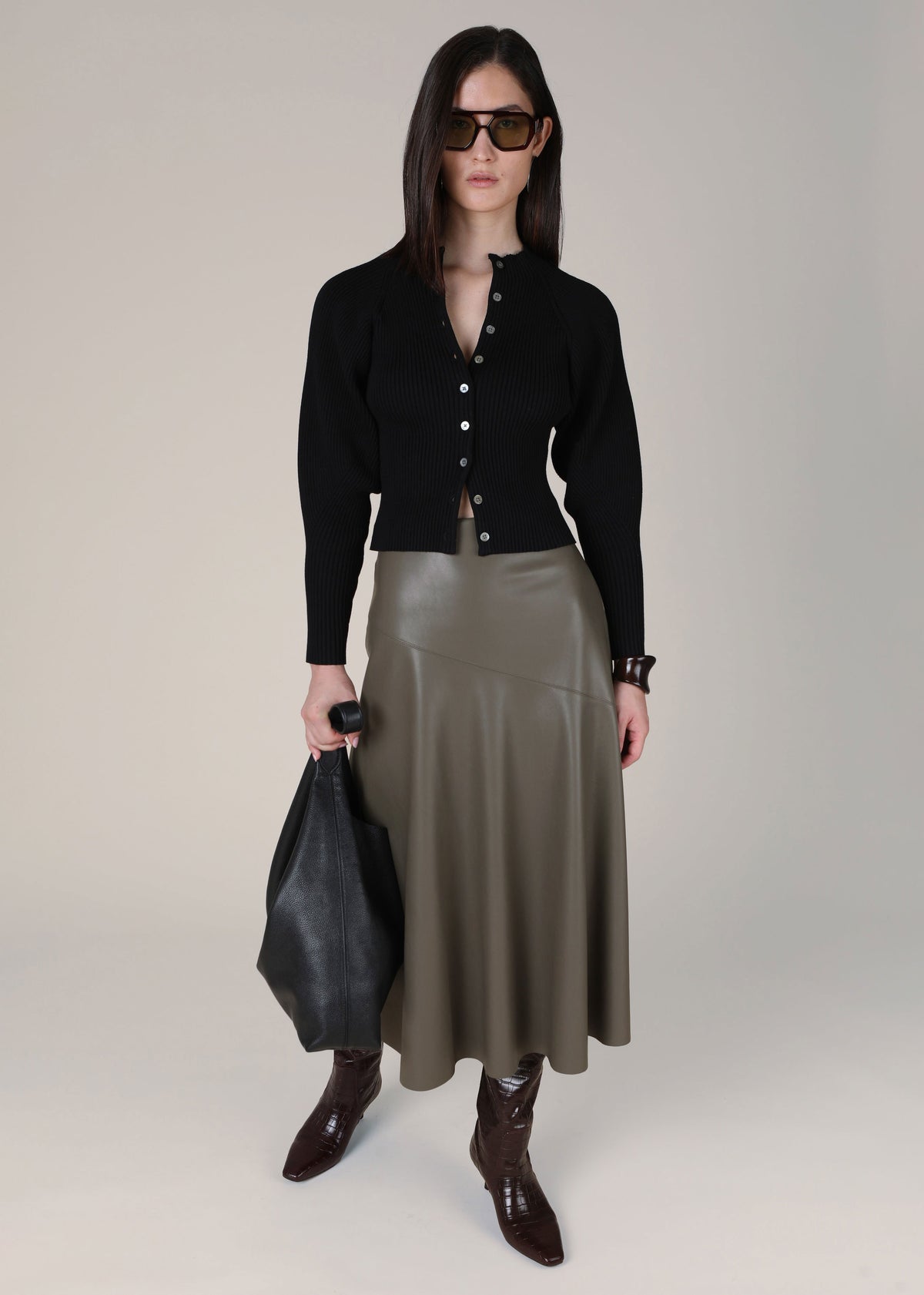 VI.VE.RE Rana Fit And Flare Skirt - Taupe