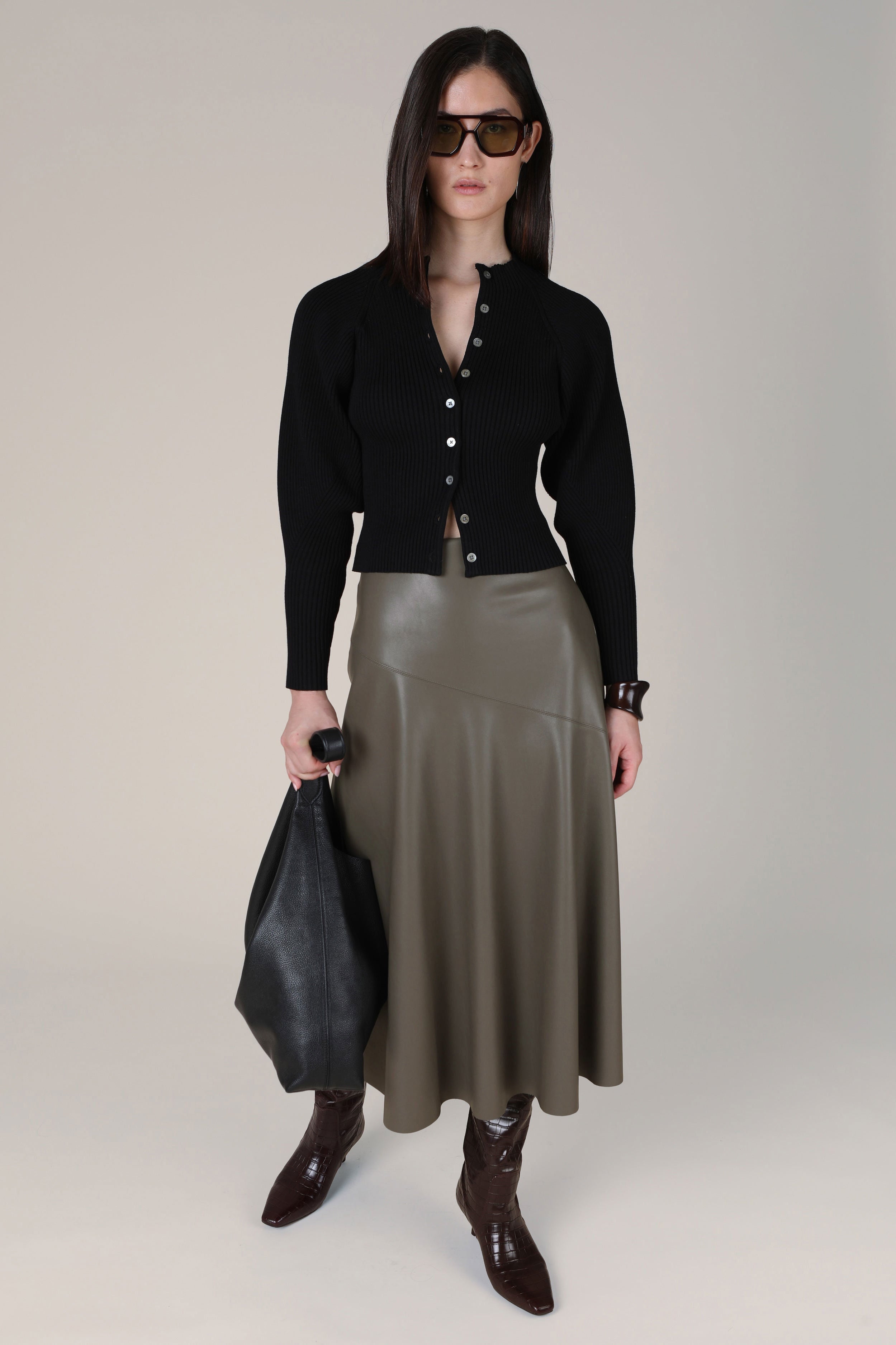 VI.VE.RE Rana Fit And Flare Skirt - Taupe