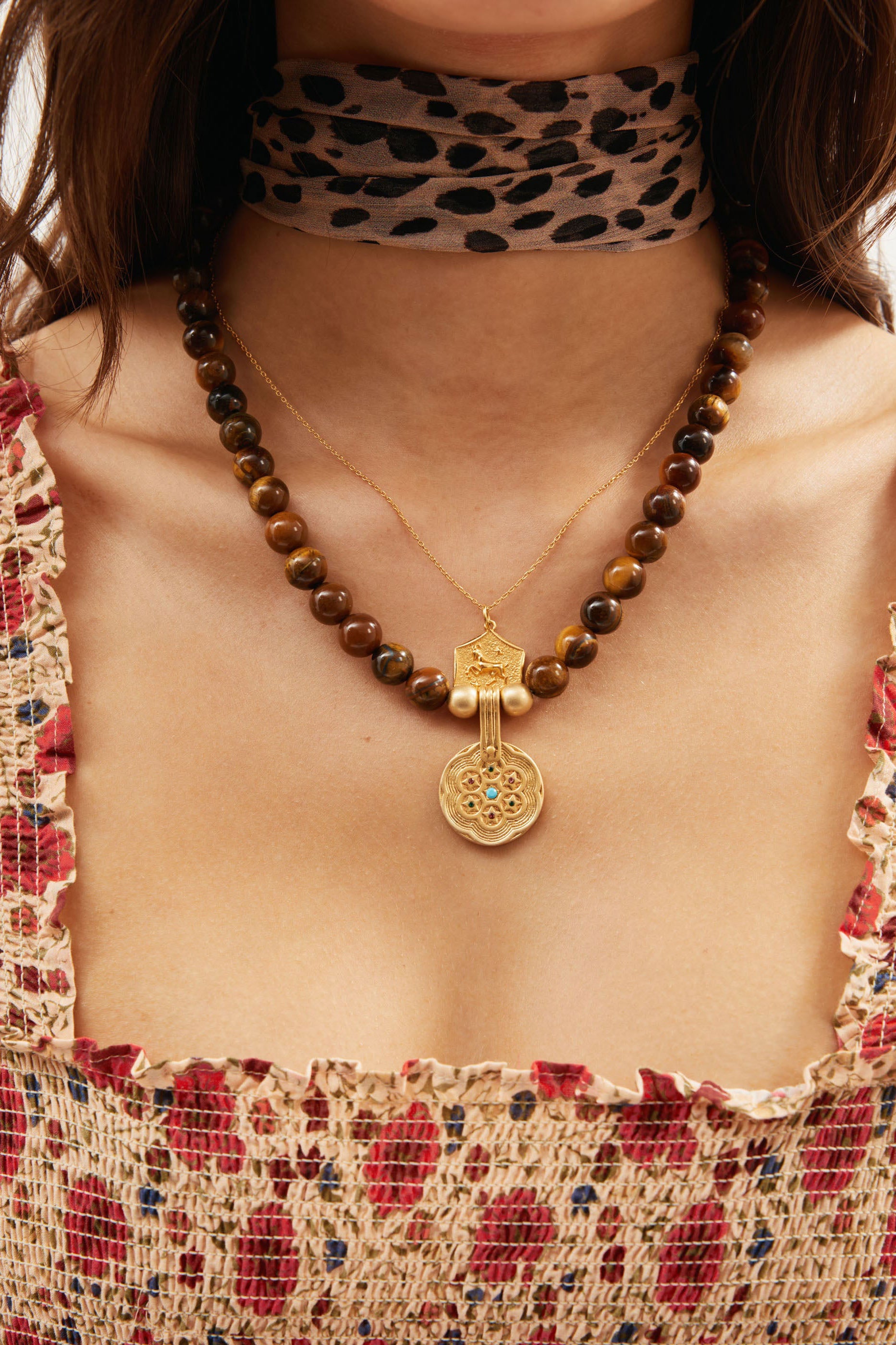 Rixo Ischia Gold-Plated Necklace - Brown