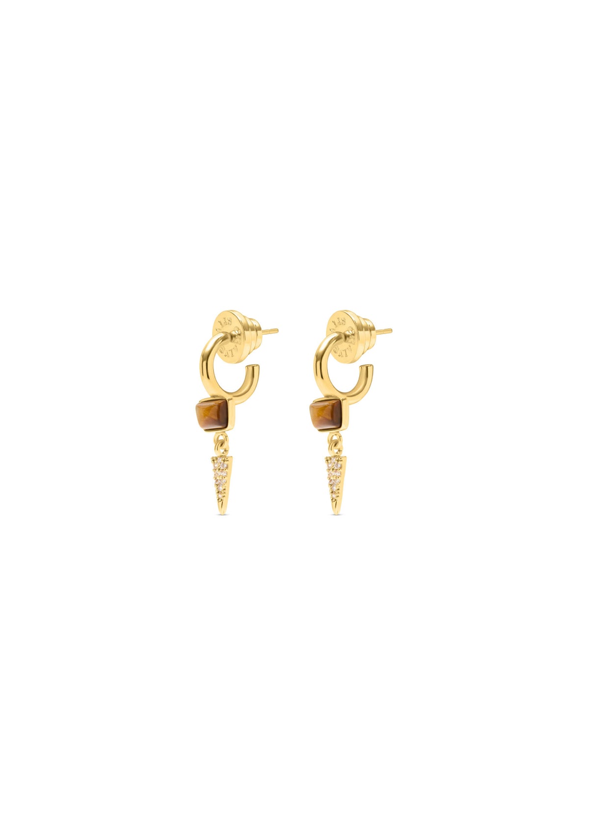 Talis Chains Dagger Huggies - Tiger’s Eye