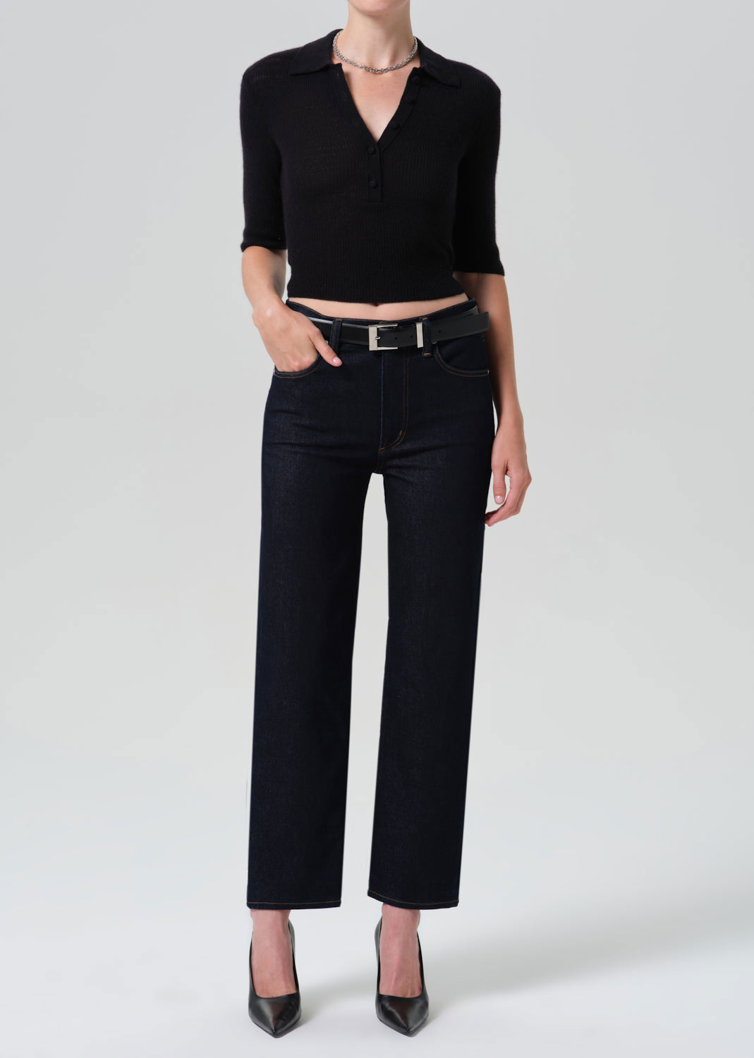 Citizens of Humanity Palma Straight Clean Hem Jeans - Inky Rinse