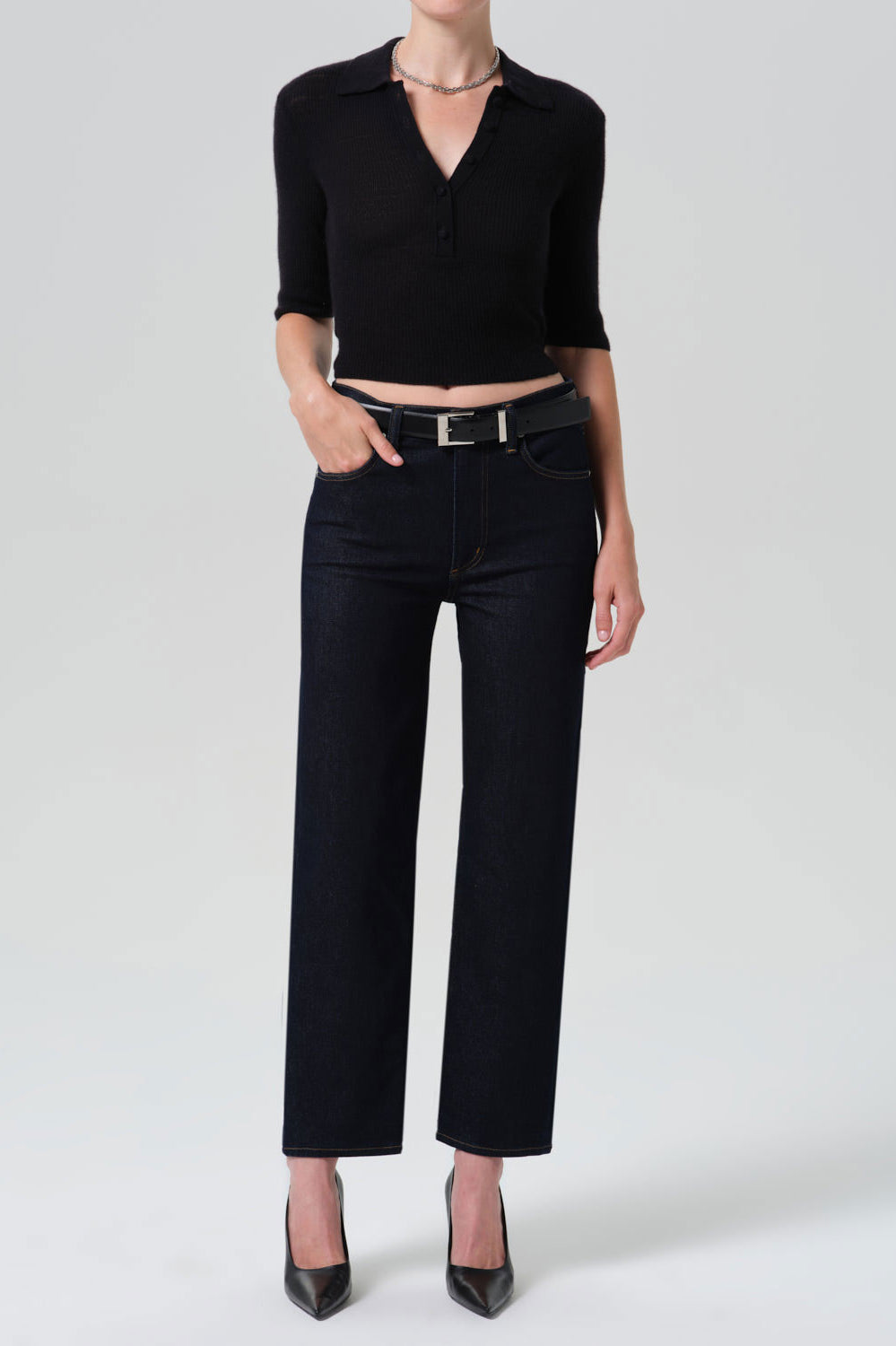 Citizens of Humanity Palma Straight Clean Hem Jeans - Inky Rinse