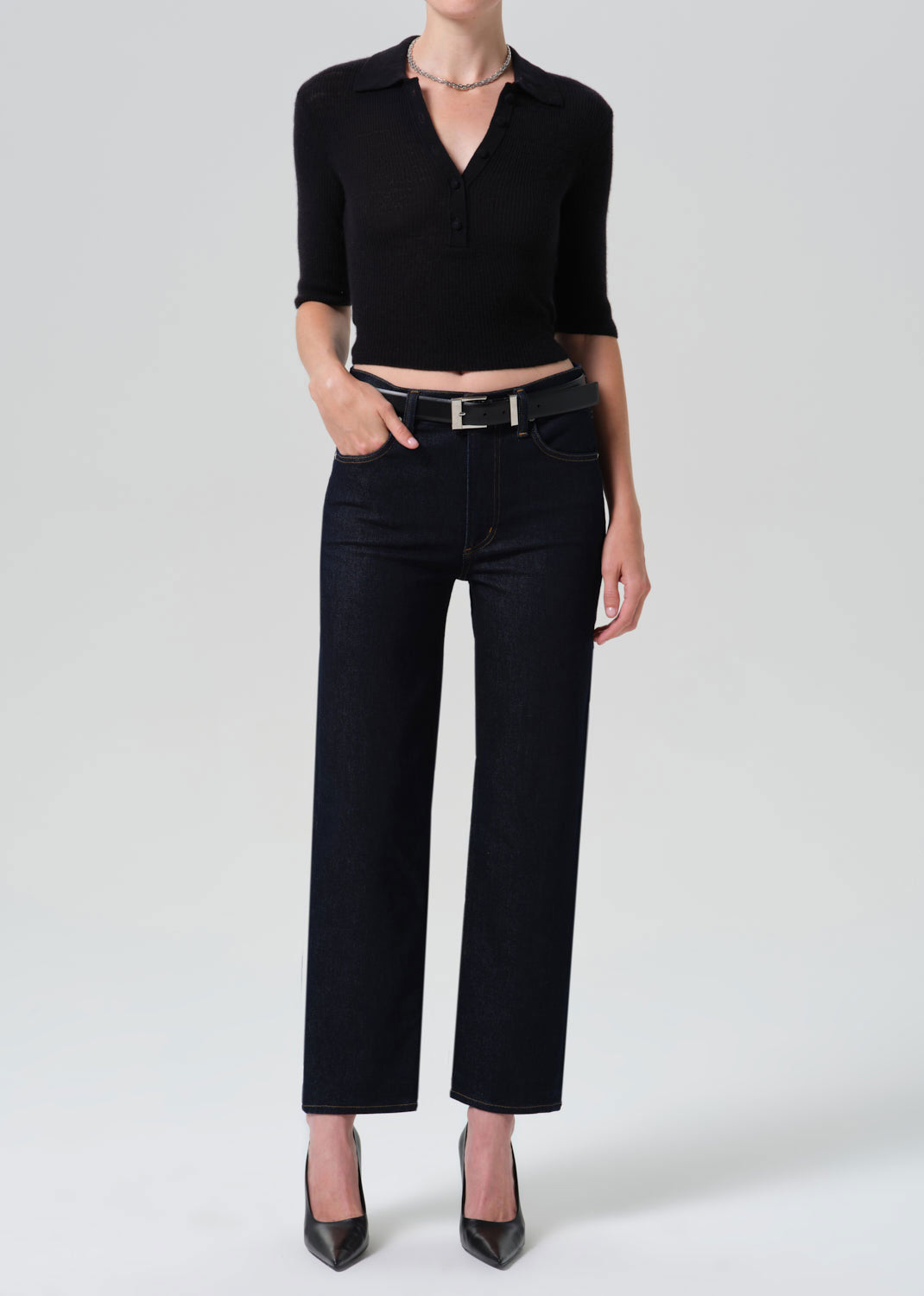 Citizens of Humanity Palma Straight Clean Hem Jeans - Inky Rinse