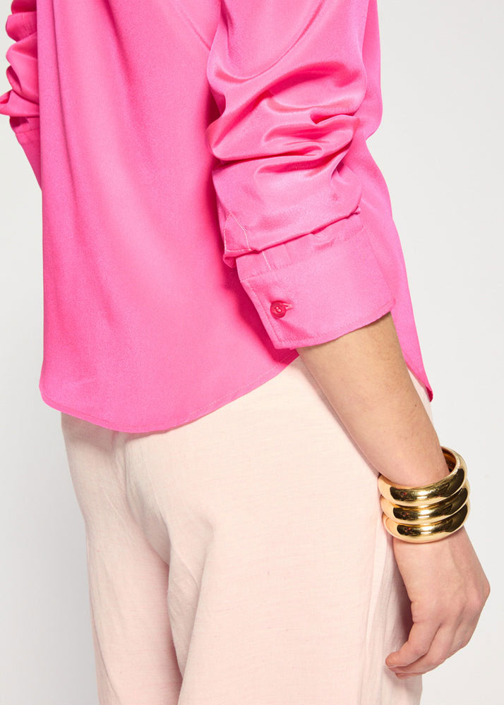 Serena Bute Crinkled Satin Paris Shirt - Shocking Pink