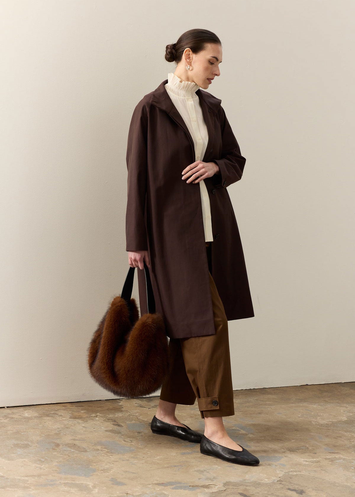 Helen Moore Faux Fur Slouch Bag - Mahogany