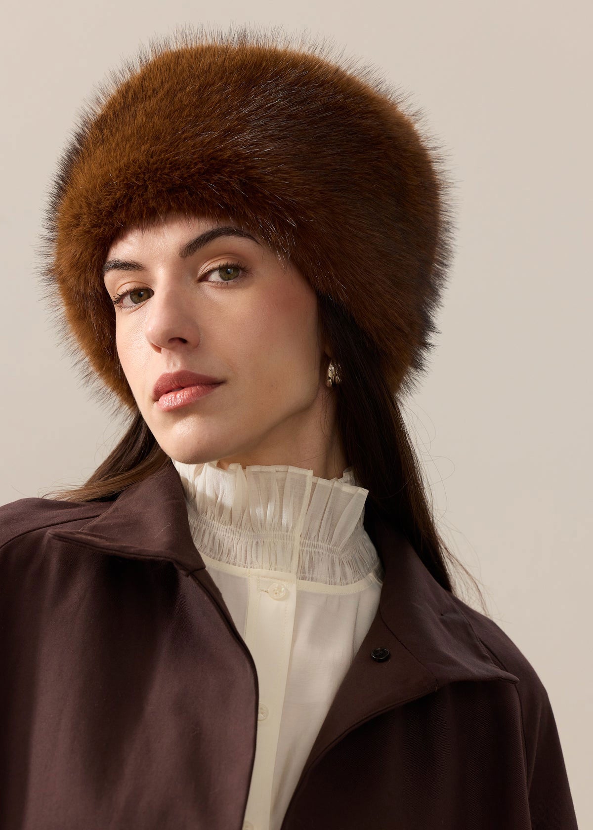 Helen Moore Faux Fur Pillbox Hat - Mahogany