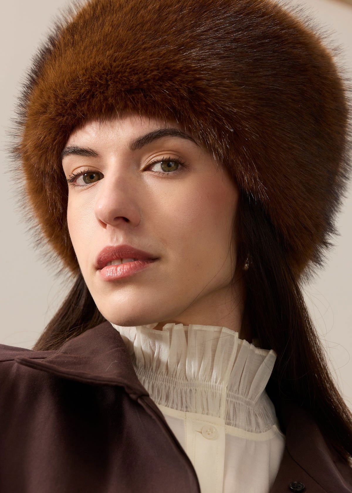 Helen Moore Faux Fur Pillbox Hat - Mahogany