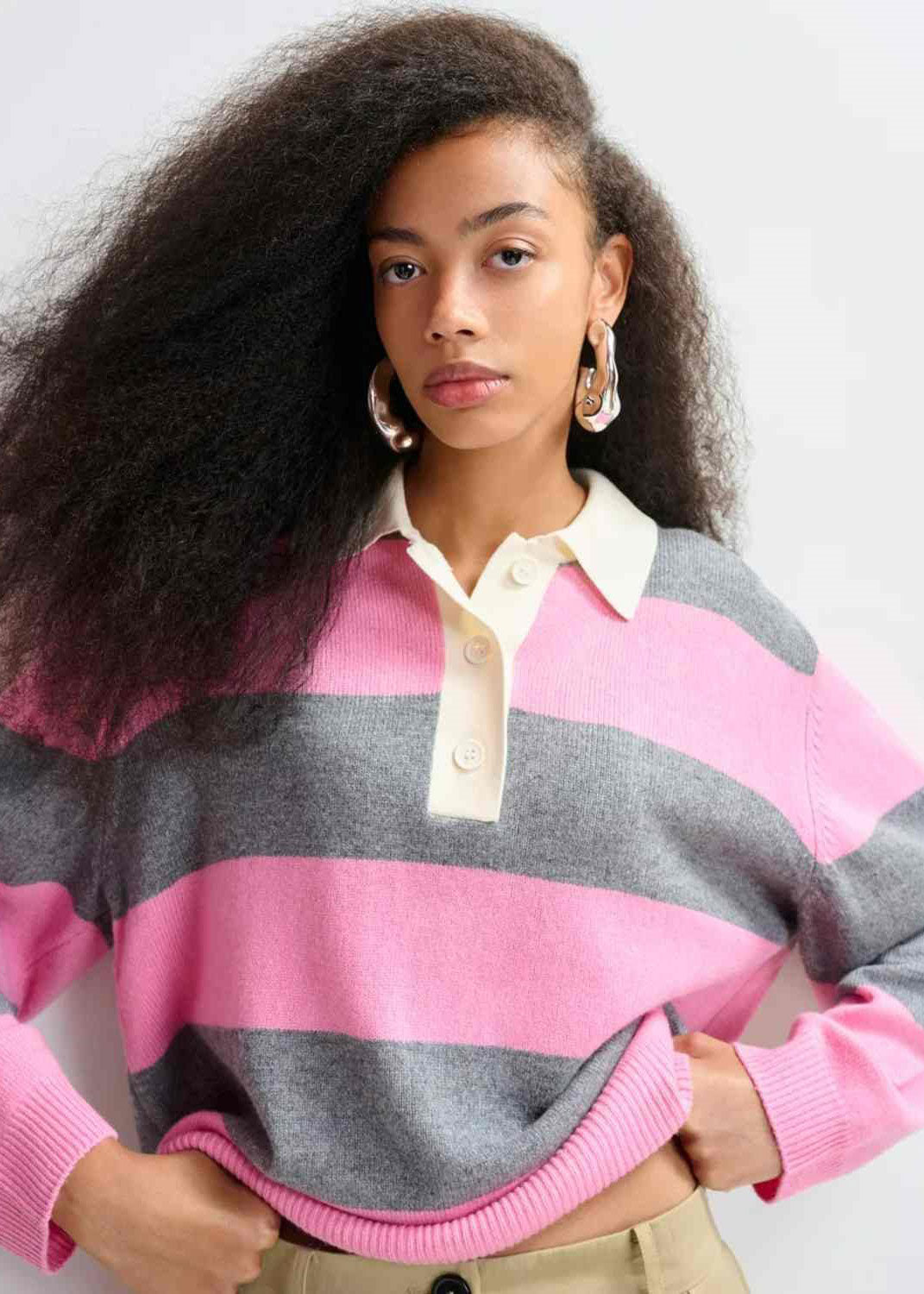 Essentiel Antwerp Jezebel Striped Polo - Pink