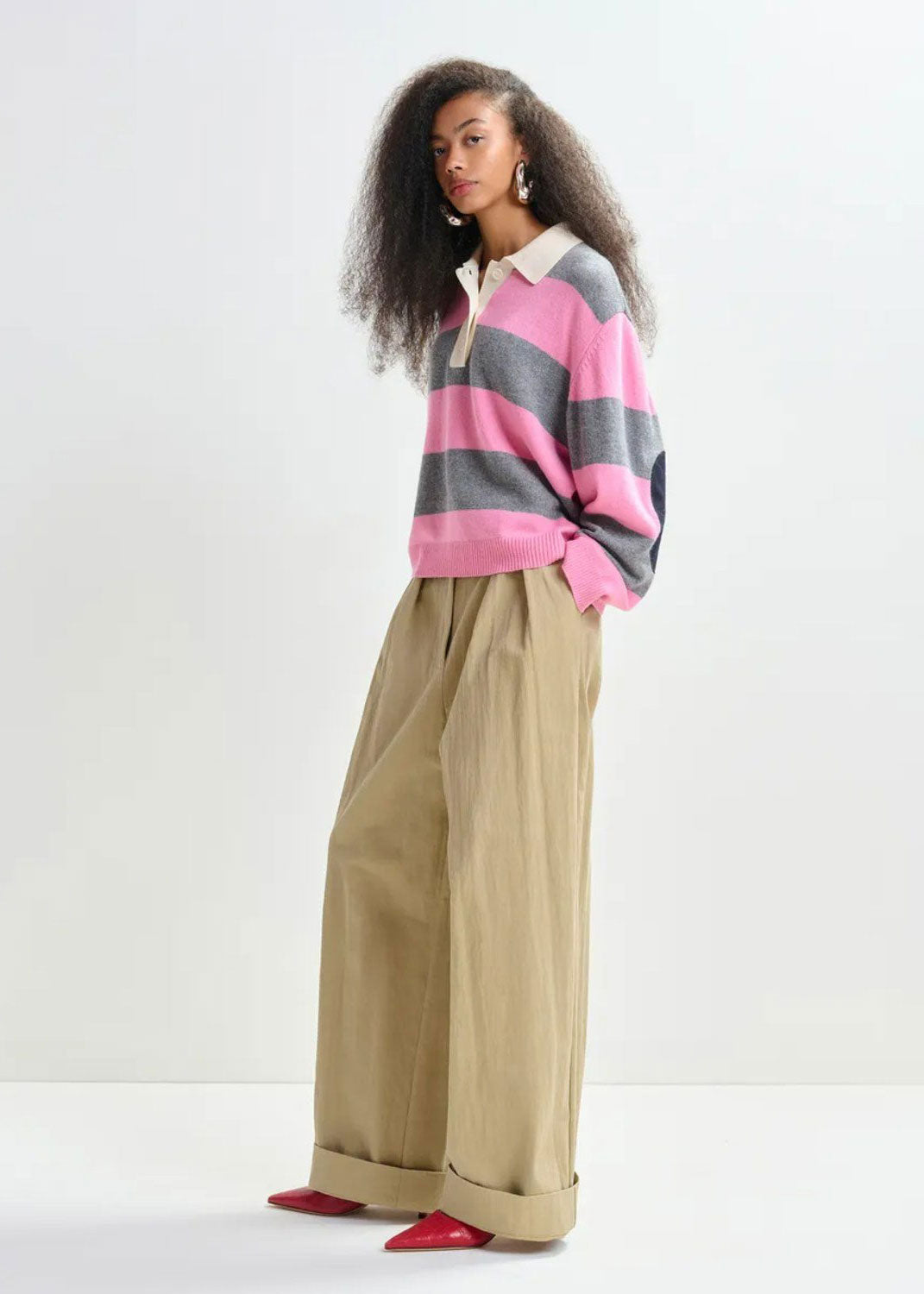 Essentiel Antwerp Jezebel Striped Polo - Pink