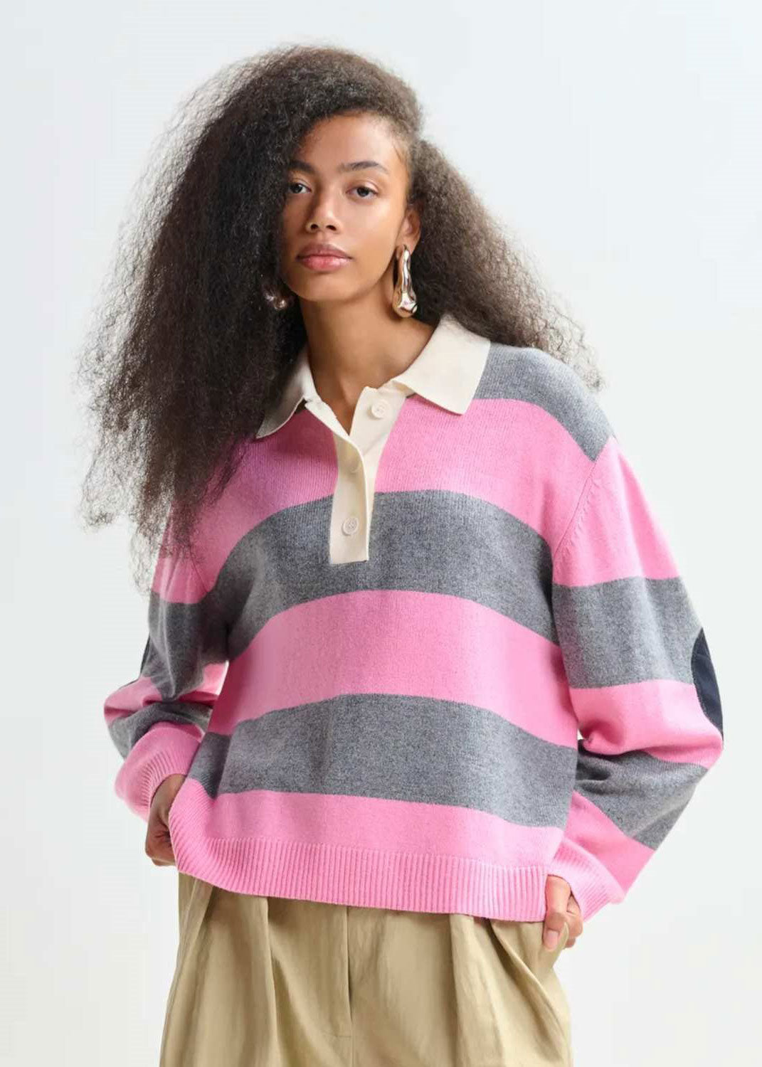 Essentiel Antwerp Jezebel Striped Polo - Pink