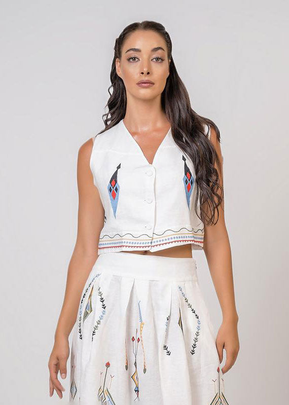 Aether Concept Embroidered Vest - White