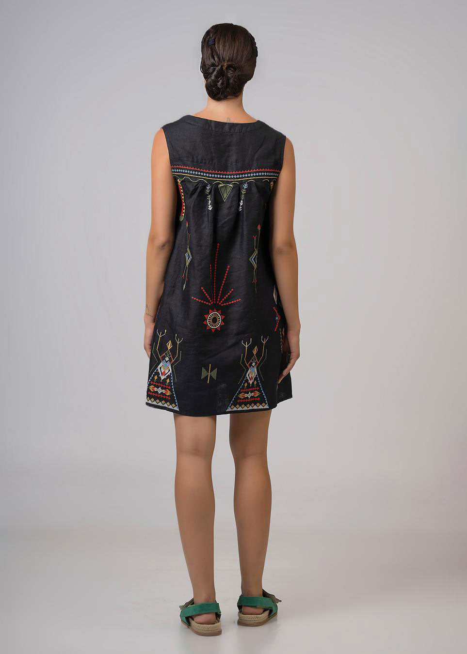 Aether Concept Short Embroidered Dress - Black