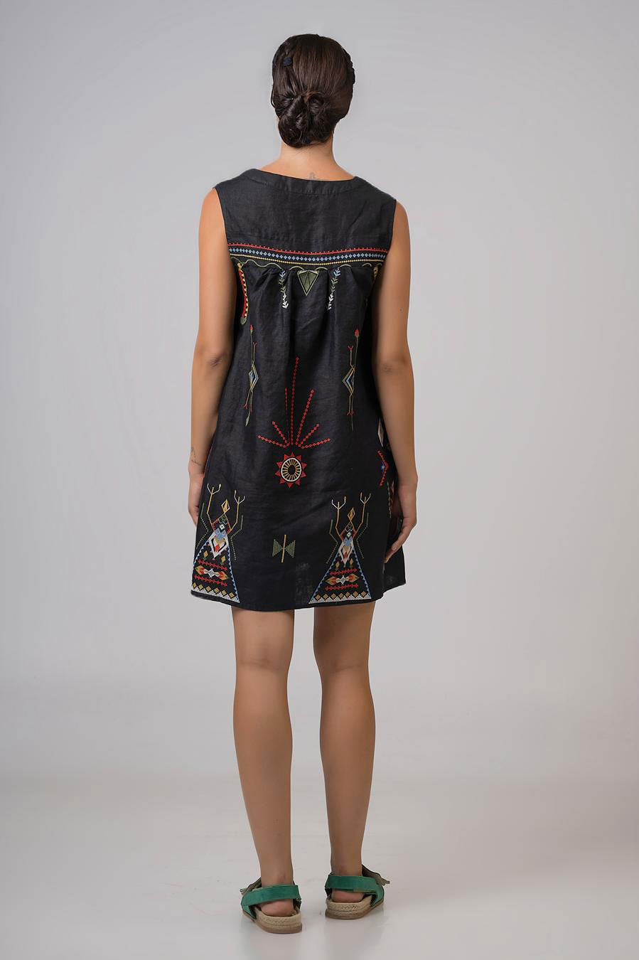 Aether Concept Short Embroidered Dress - Black