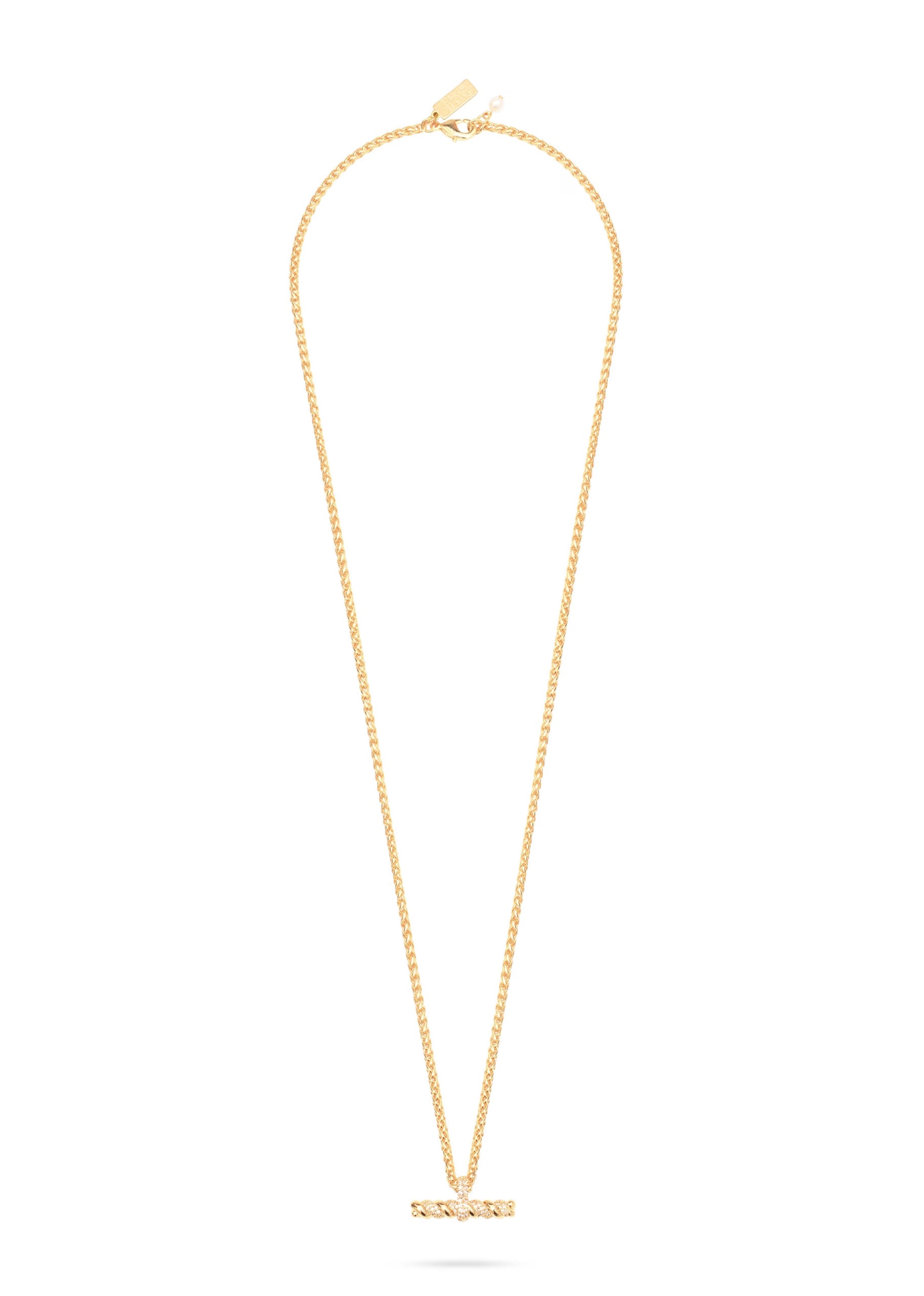 Talis Chains T- Bar Pendant Necklace - Cubic Zirconia