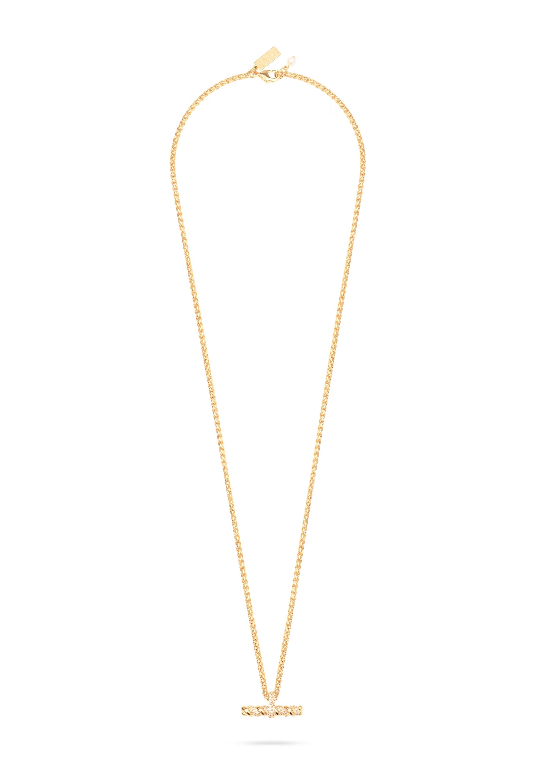 Talis Chains T- Bar Pendant Necklace - Cubic Zirconia