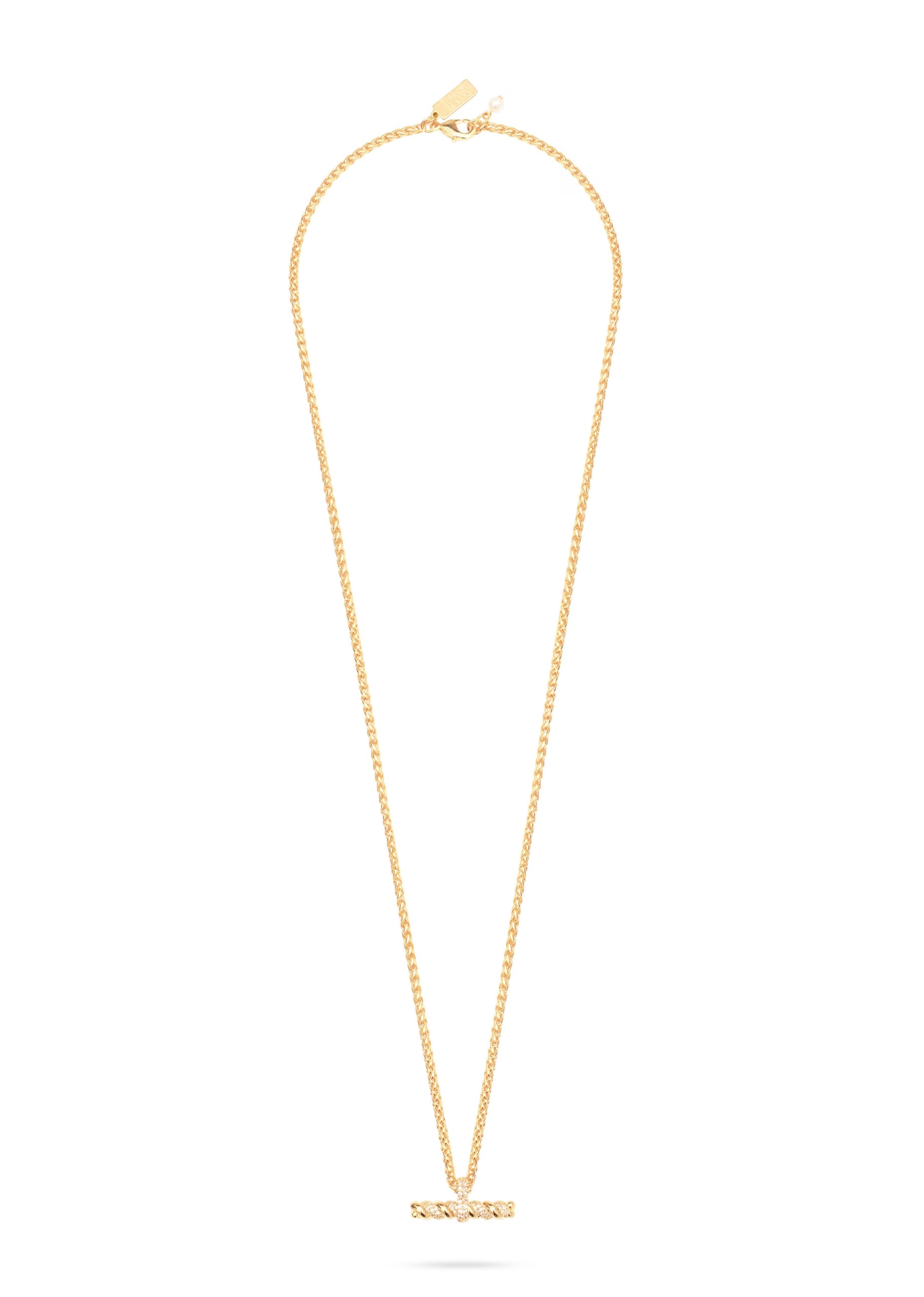 Talis Chains T- Bar Pendant Necklace - Cubic Zirconia