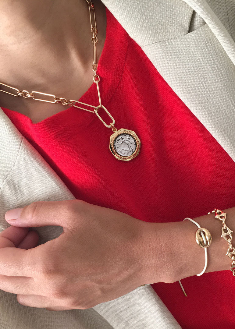 By Alona Kiera 20" Necklace & Apollo Pendant - Gold/Silver