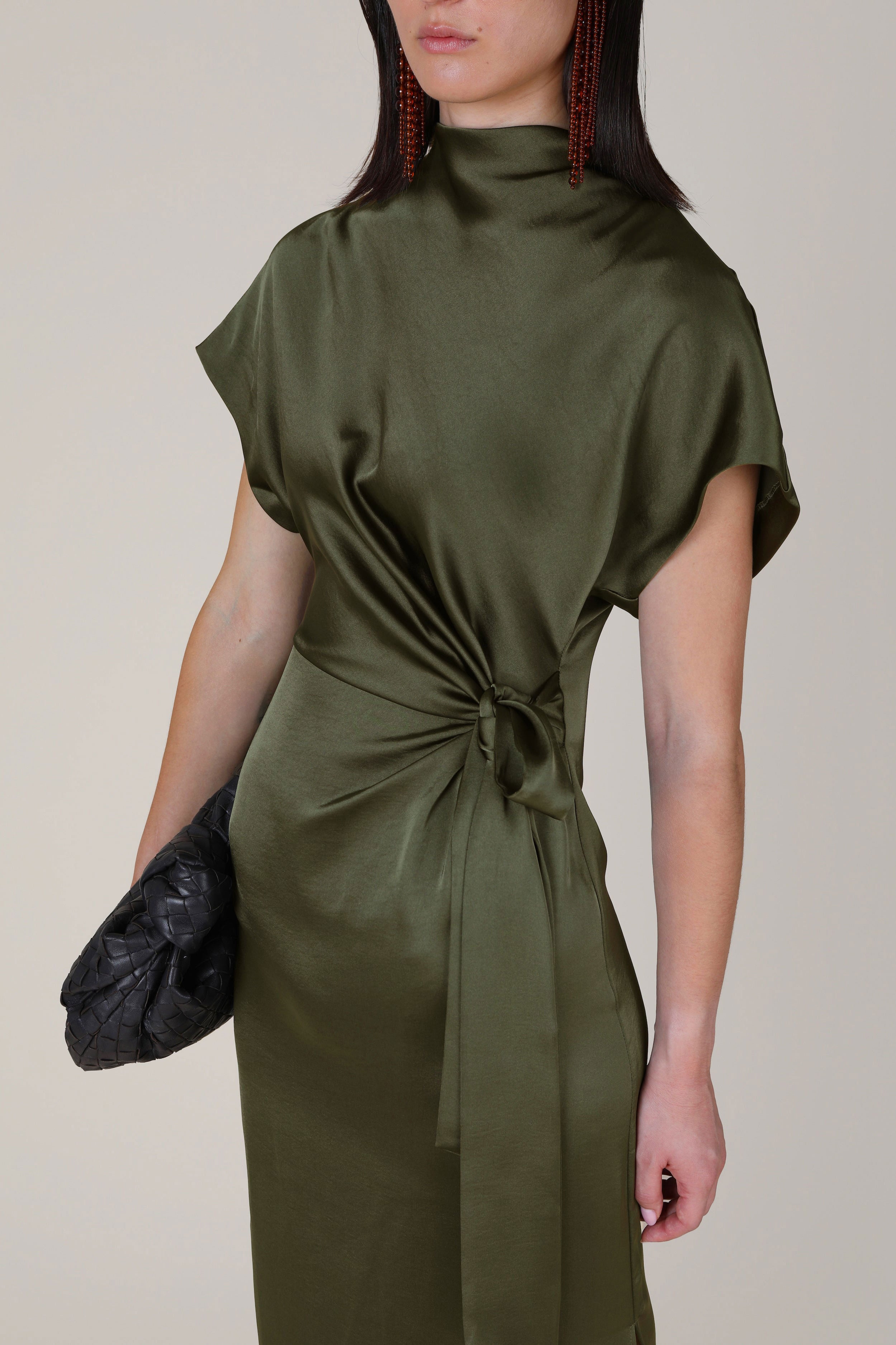 VI.VE.RE Rabia Side Tie Dress - Dark Green