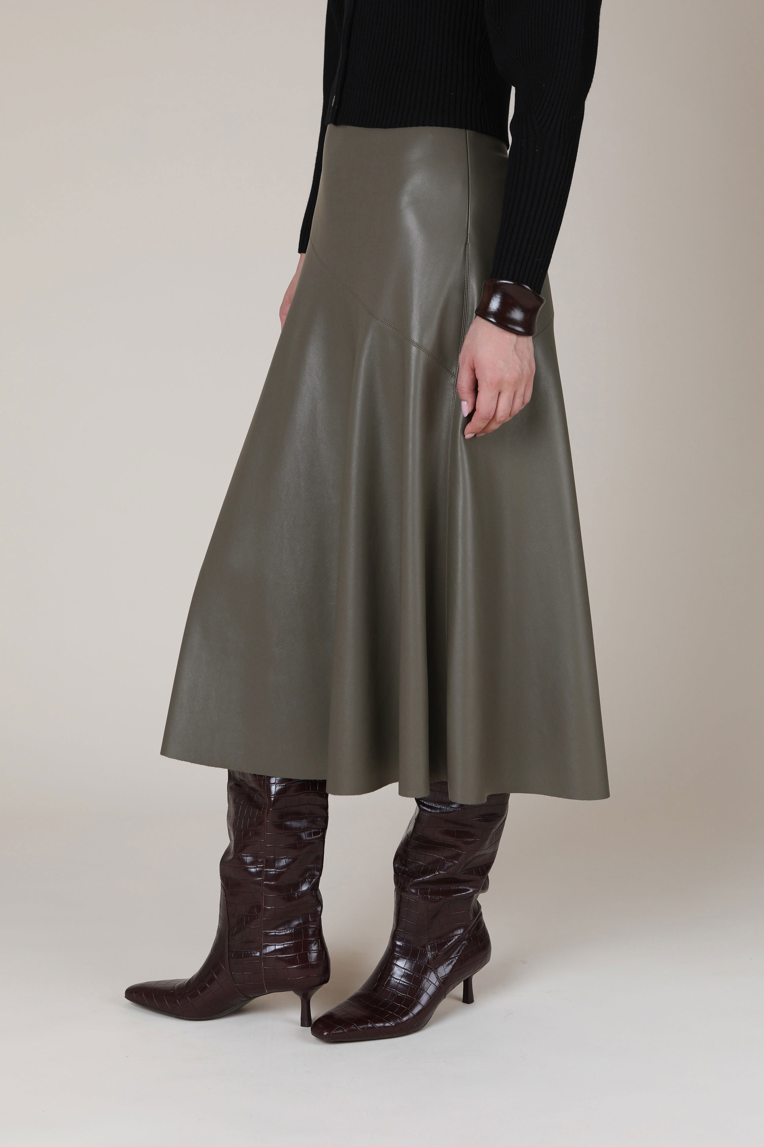 VI.VE.RE Rana Fit And Flare Skirt - Taupe