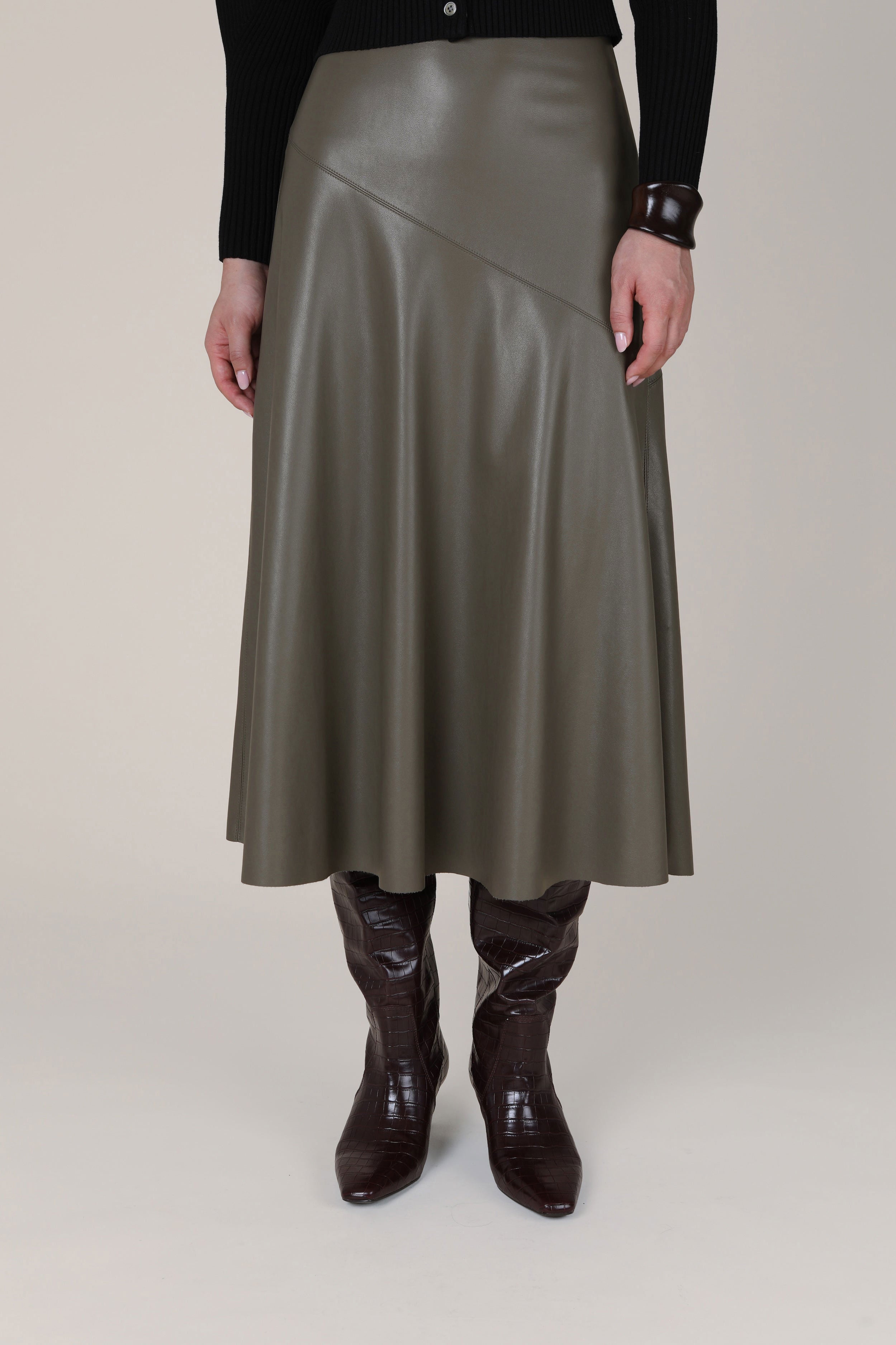 VI.VE.RE Rana Fit And Flare Skirt - Taupe