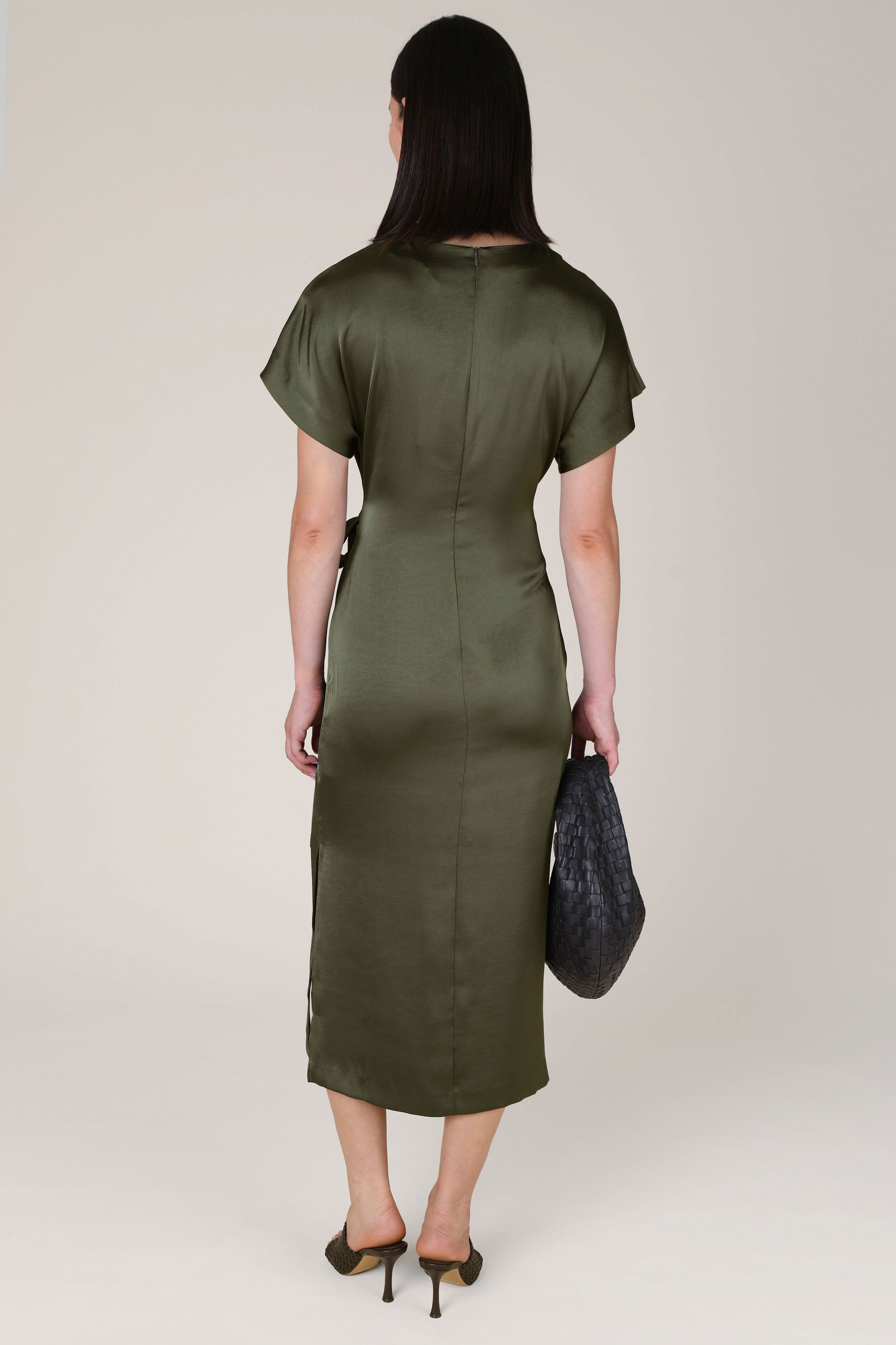VI.VE.RE Rabia Side Tie Dress - Dark Green