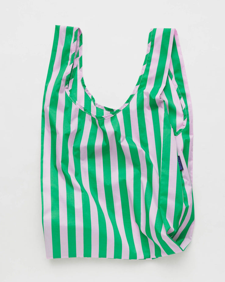 BAGGU - Standard Reusable Bag - Pink and Green Stripes