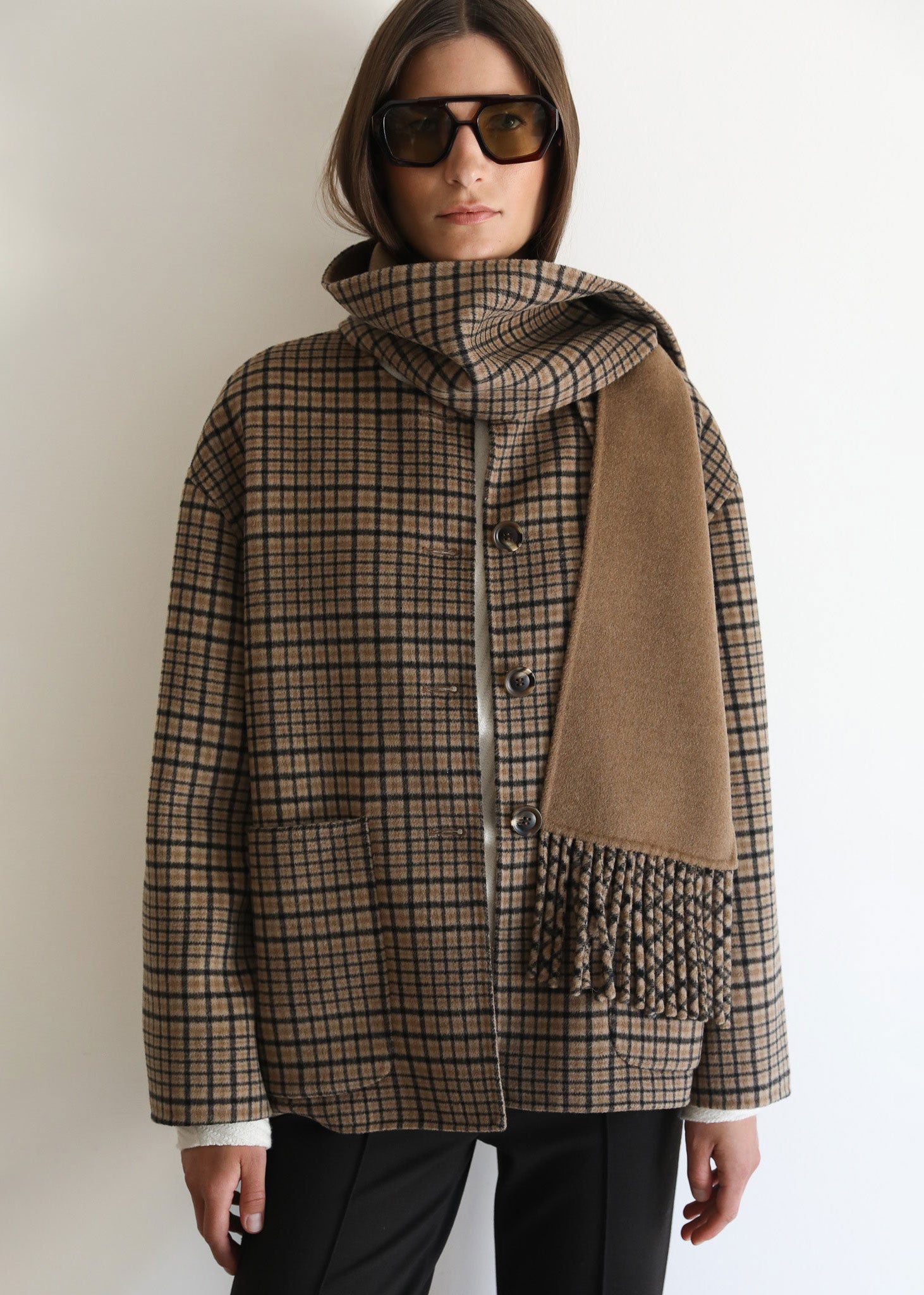 VI.VE.RE Quinn Double Faced Check Scarf Jacket