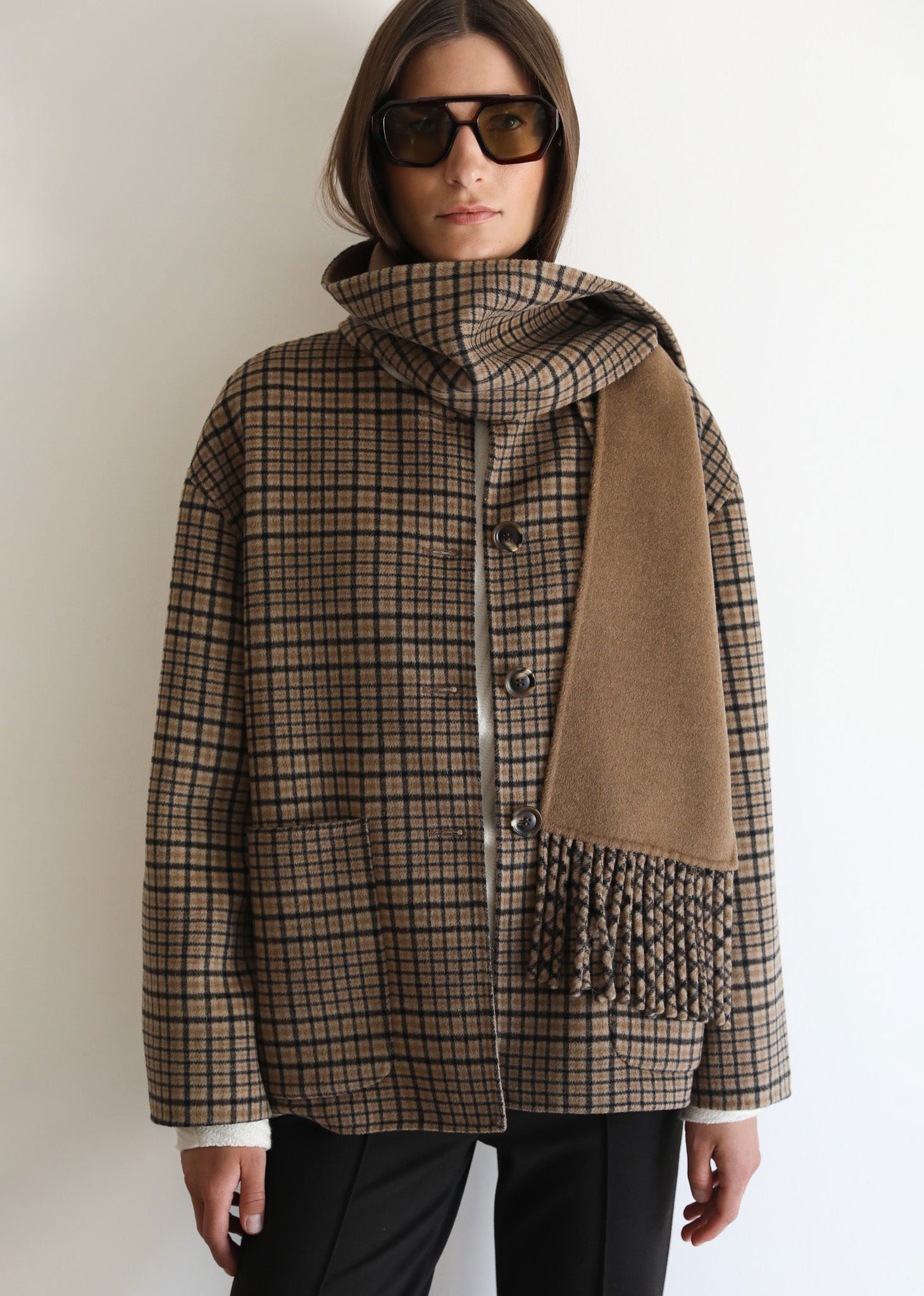 VI.VE.RE Quinn Double Faced Check Scarf Jacket