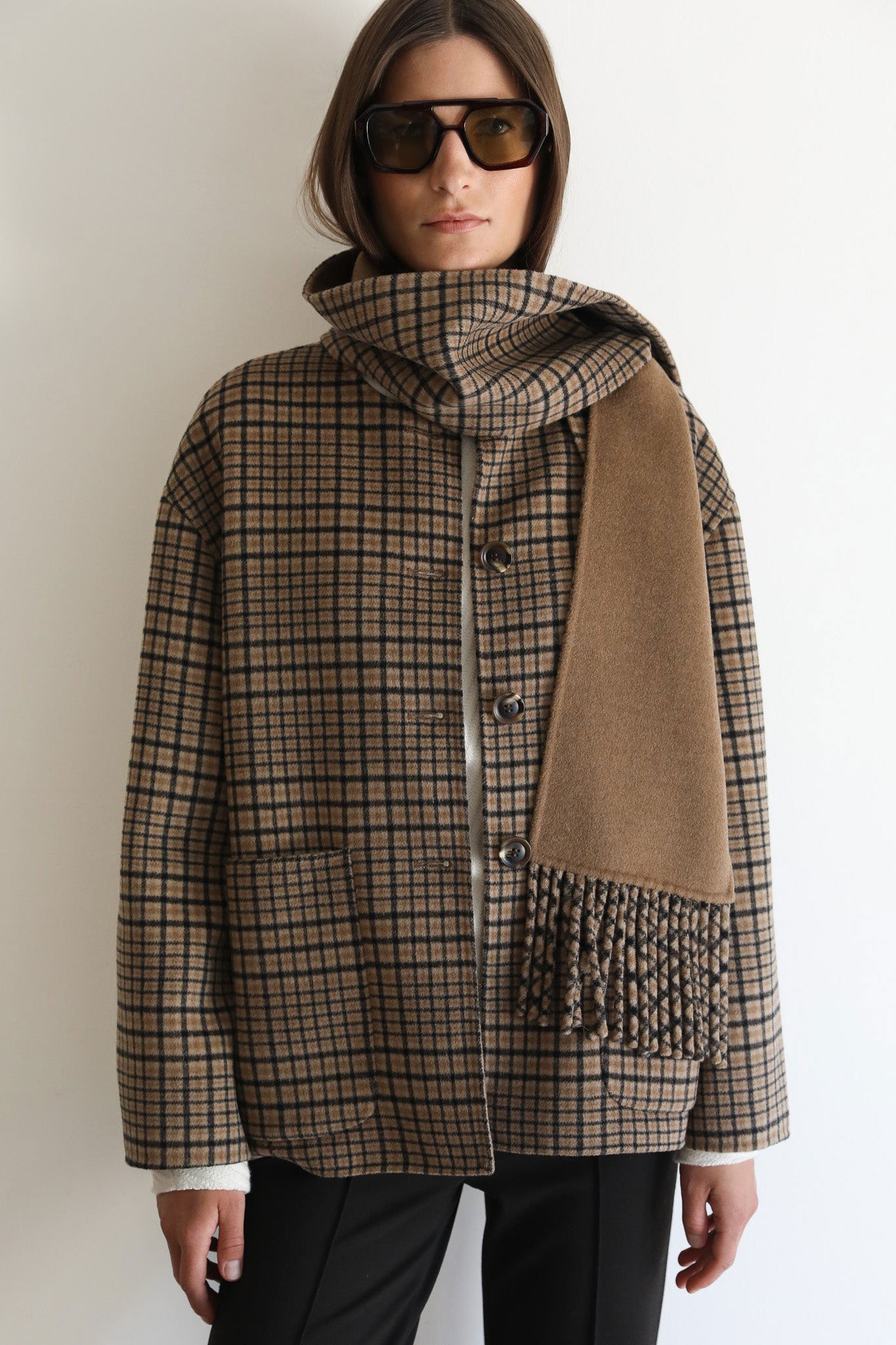 VI.VE.RE Quinn Double Faced Check Scarf Jacket