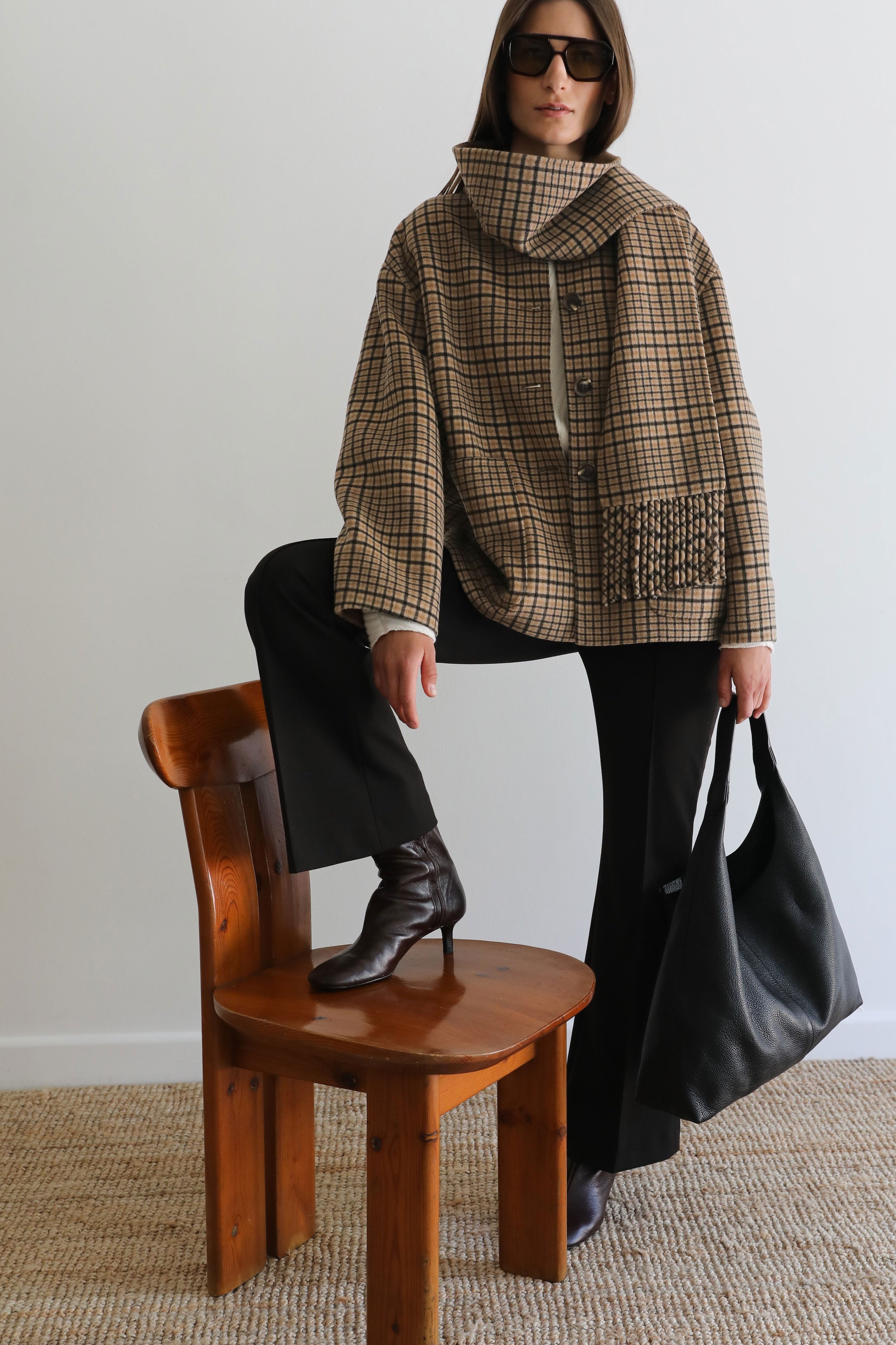 VI.VE.RE Quinn Double Faced Check Scarf Jacket