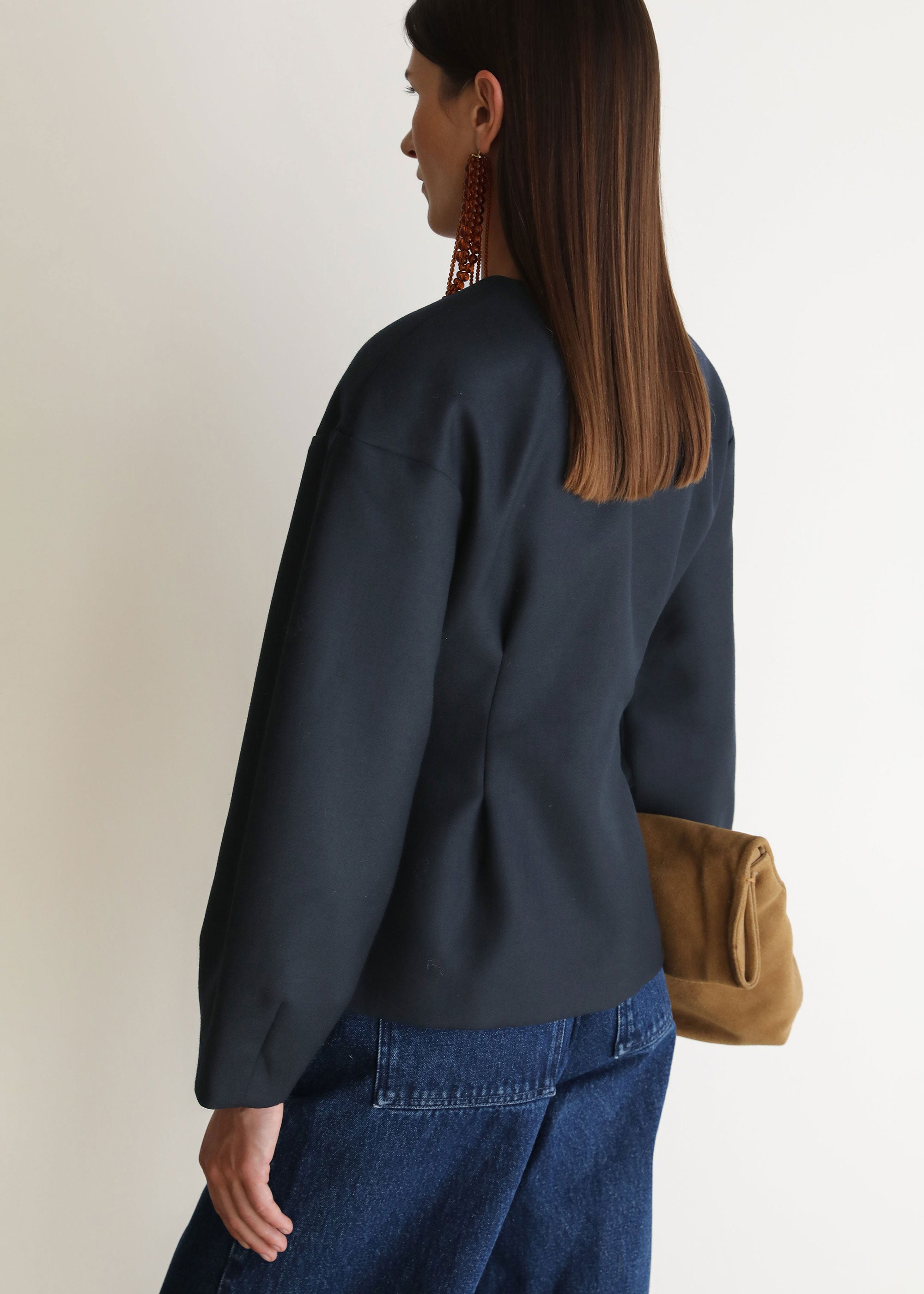 VI.VE.RE Sophia Sculptural Blazer - Navy