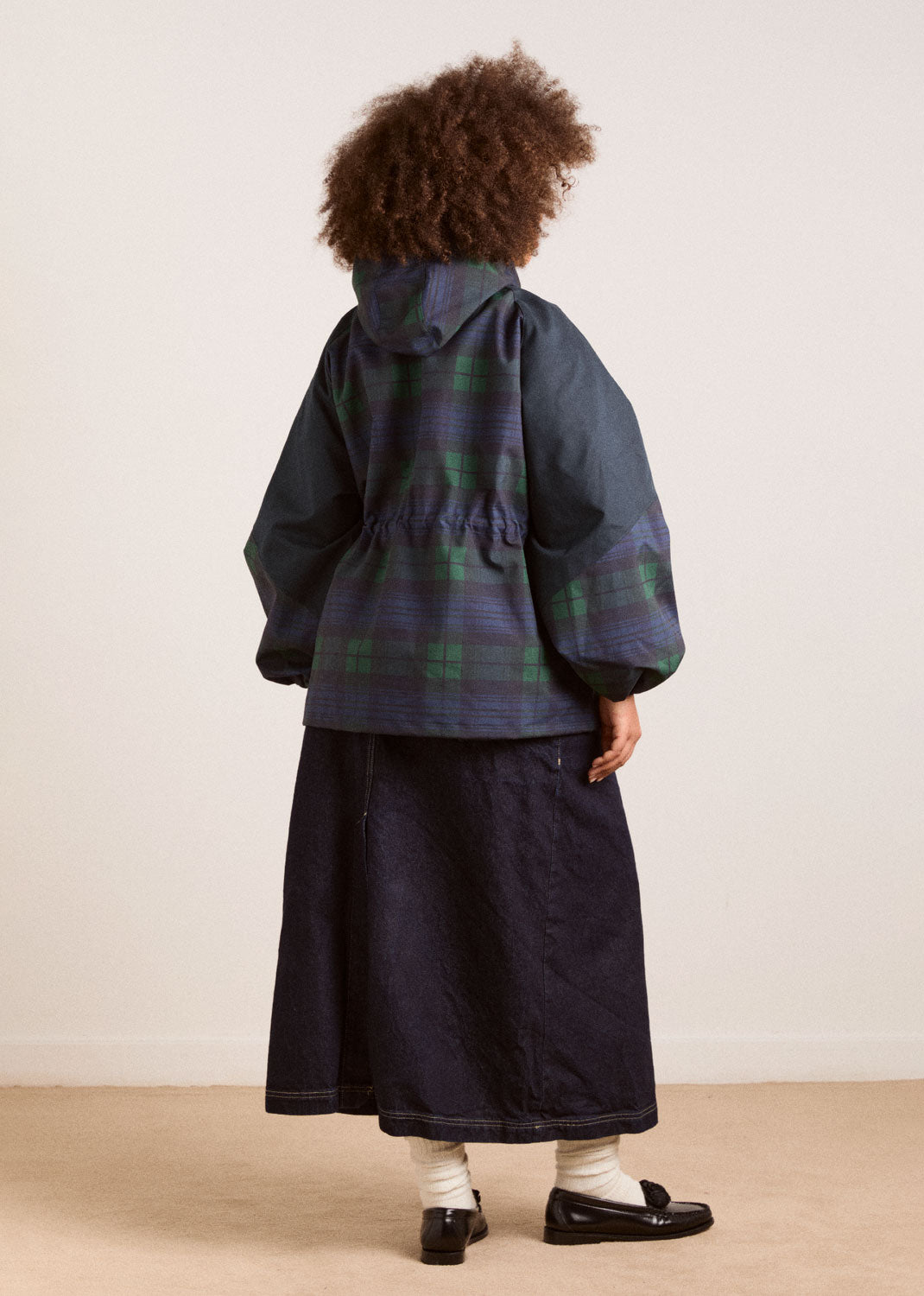 Damson Madder Liu Shower Proof Raincoat - Navy Check
