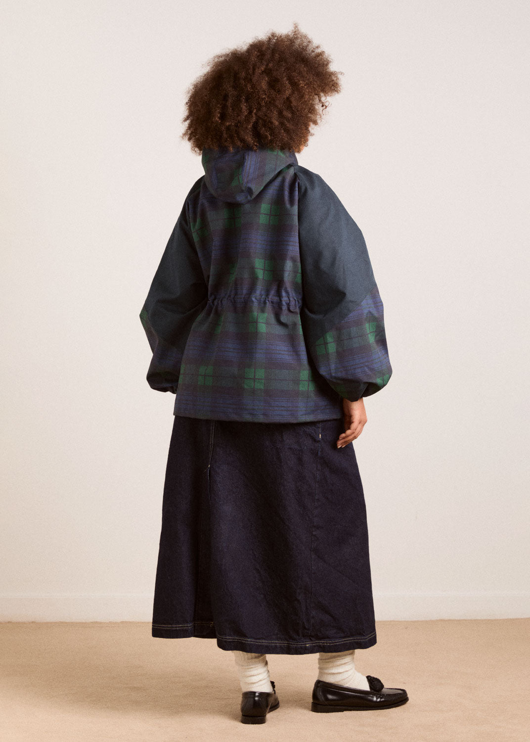 Damson Madder Liu Shower Proof Raincoat - Navy Check