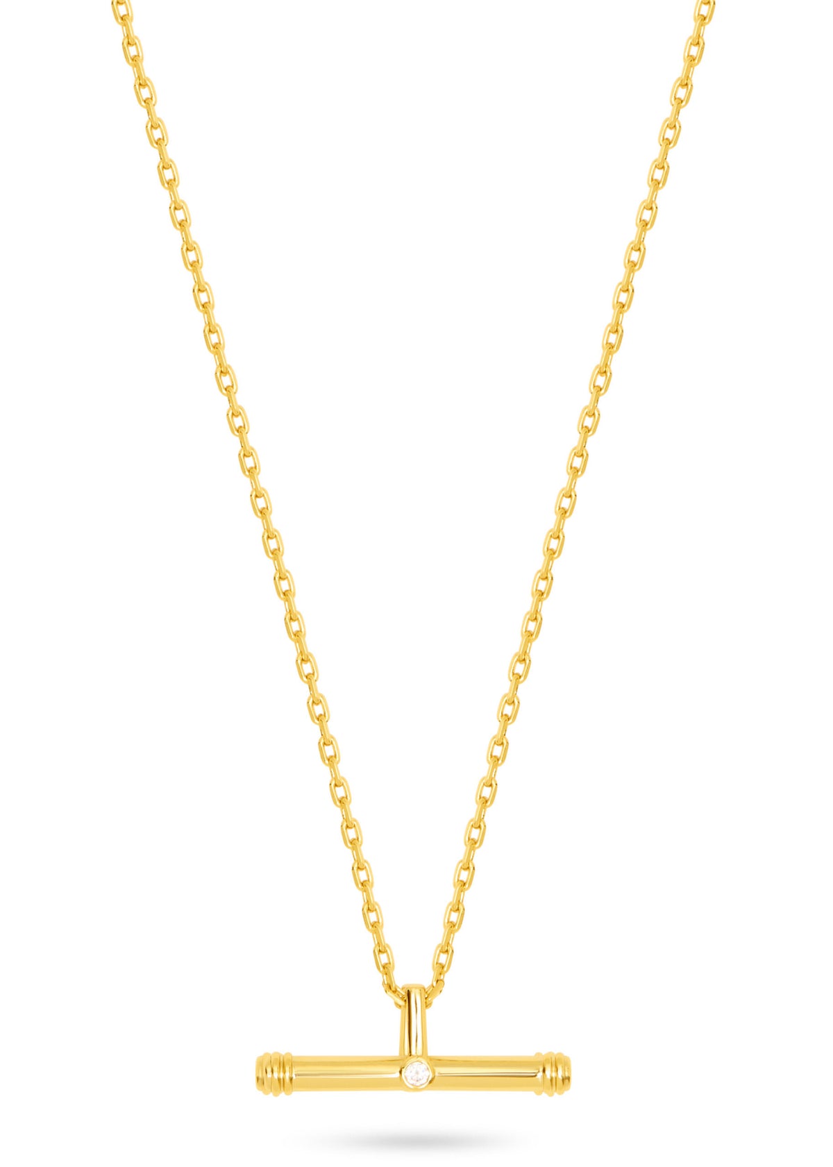 Talis Chains T- Bar Pendant Necklace LIGHT - Gold