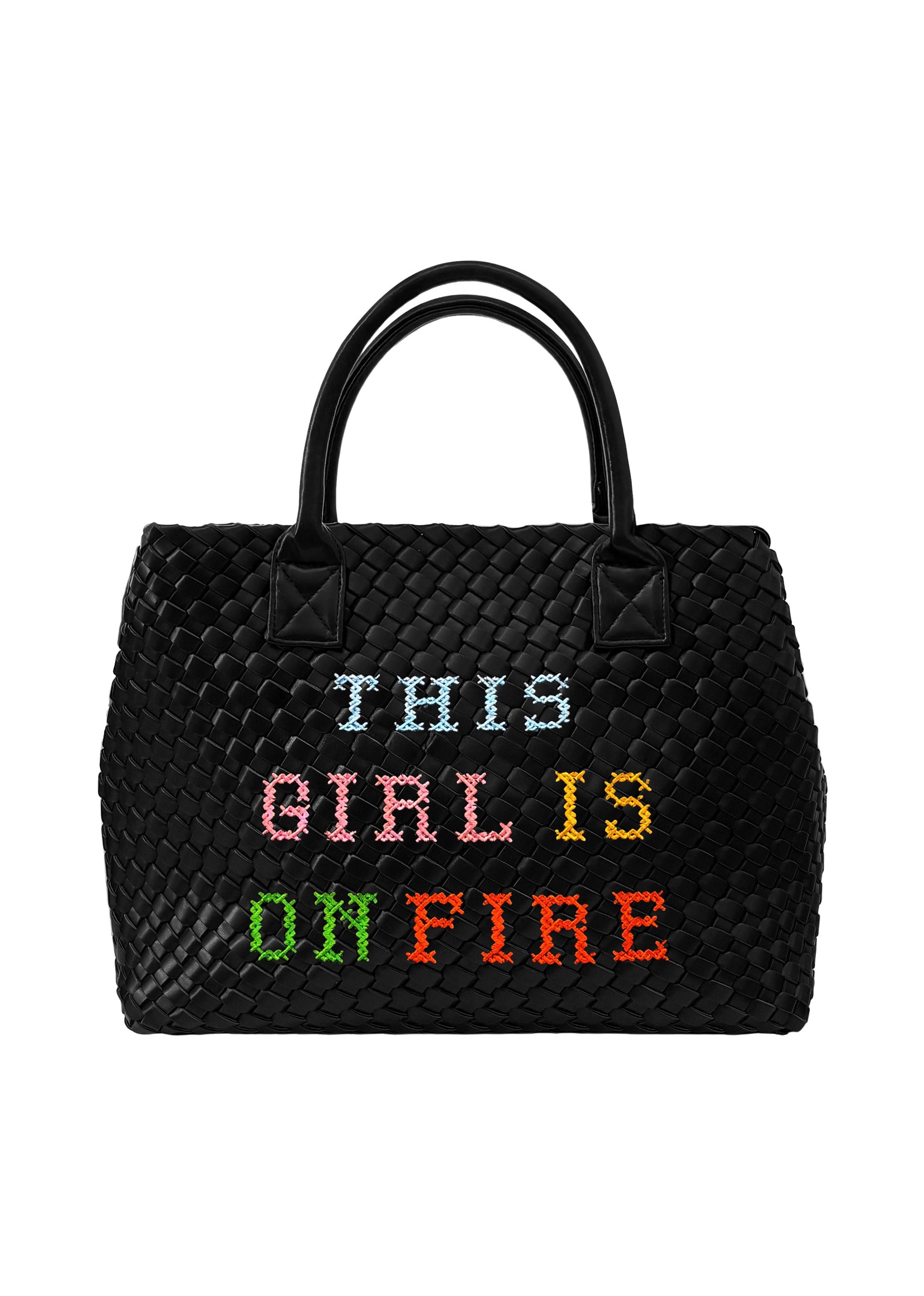Lilly Loves THIS GIRL IS ON FIRE Woven Handbag