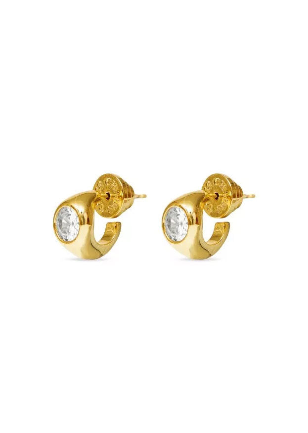 Talis Chains CZ Stud Huggie Earrings - Gold