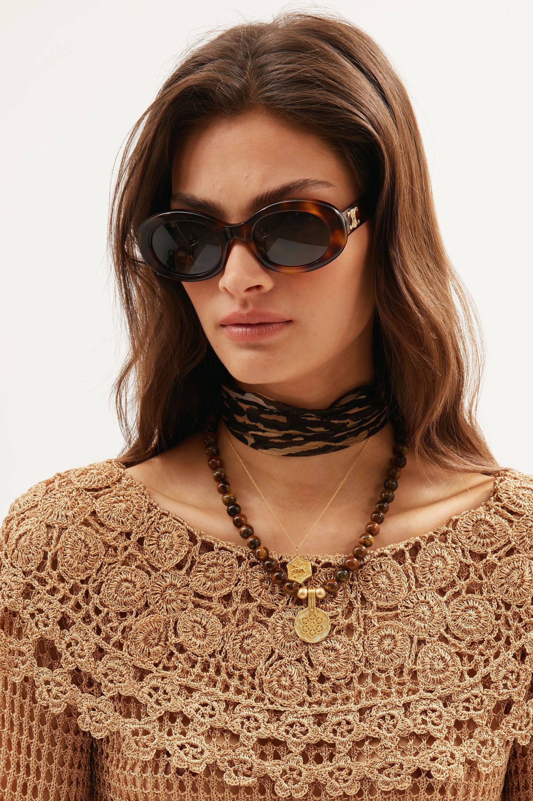 Rixo Ischia Gold-Plated Necklace - Brown