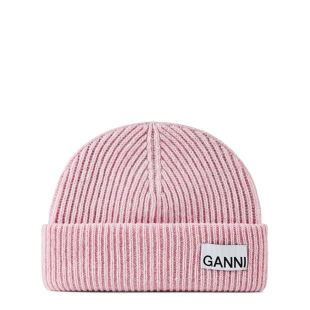 GANNI - Light Structured Rib Beanie - Mauve Chalk