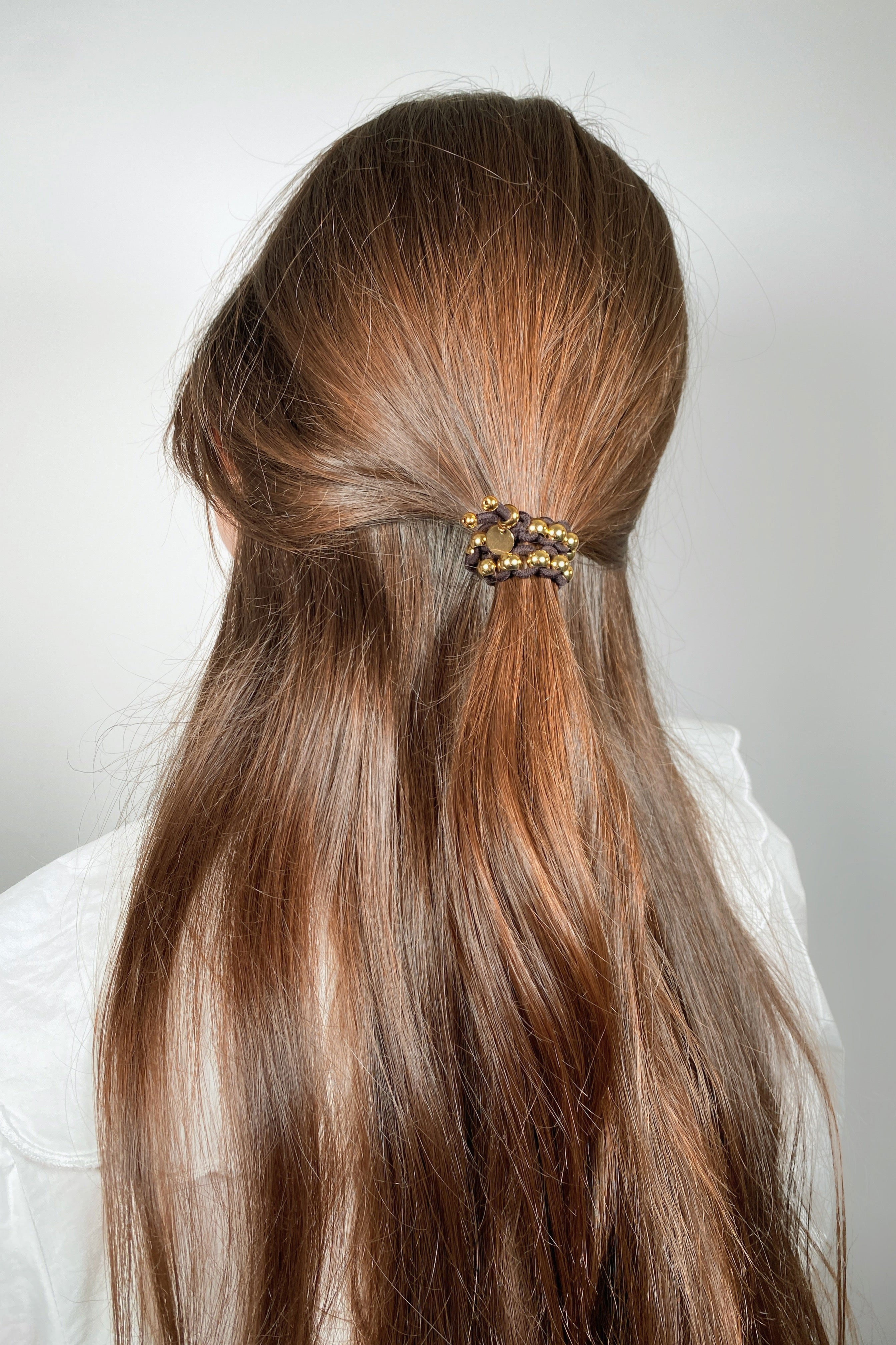 Scrunchie Is Back BICHOUS Golden Woven Hair Tie Bracelet - Brown