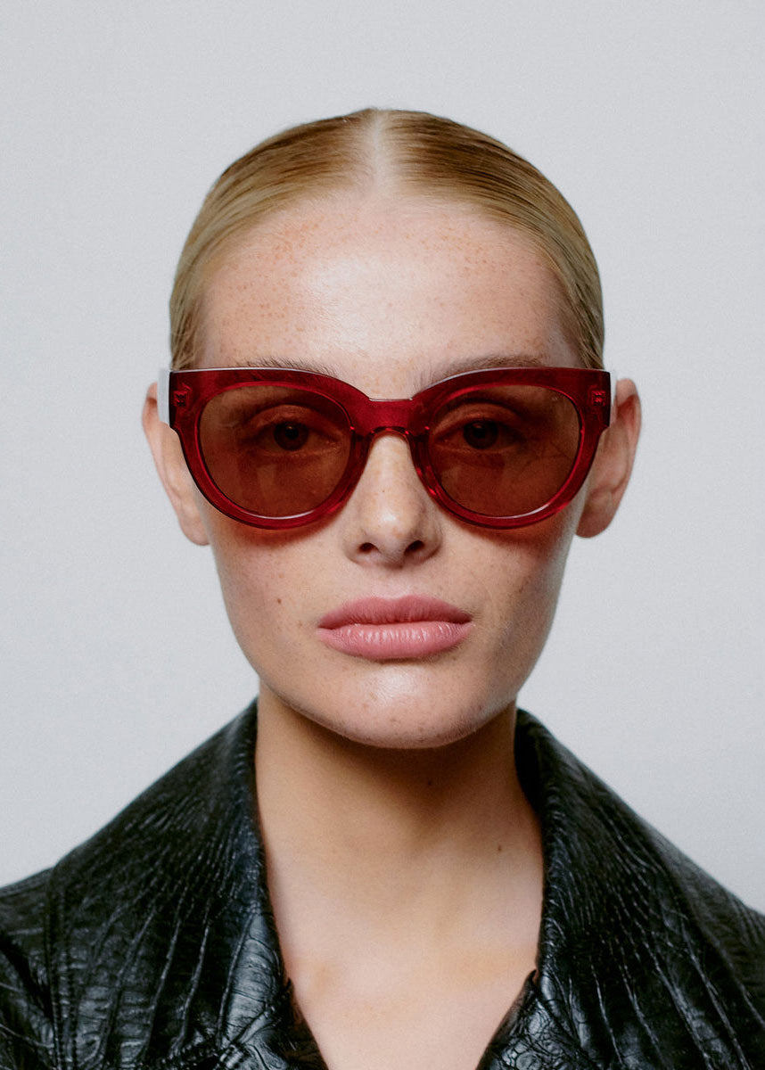 A. Kjaerbede Worn front-on by a model with the lenses on