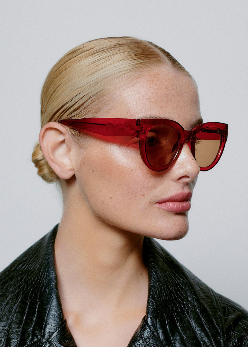 A. Kjaerbede Worn in profile by a model with the lenses on