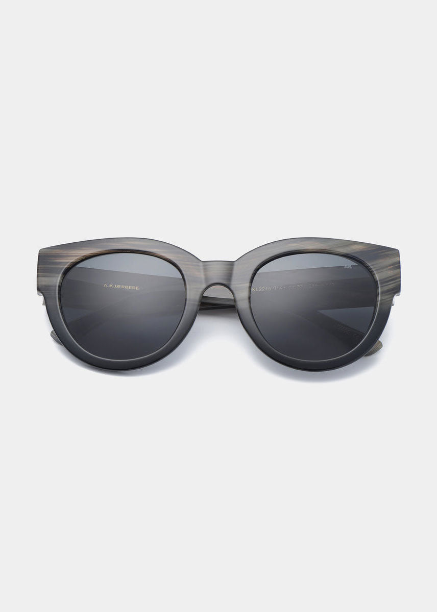 A. Kjaerbede Lilly Sunglasses - Striped Horn Black