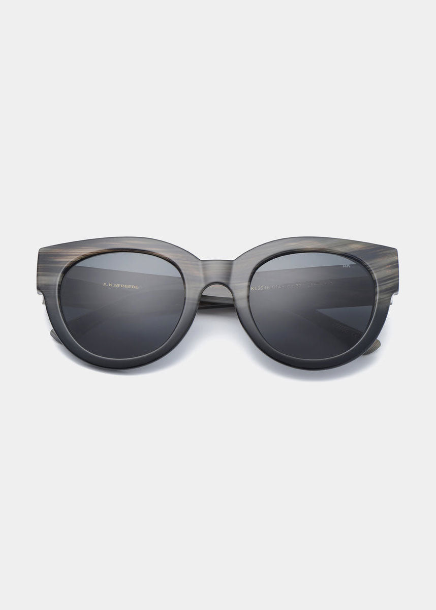 A. Kjaerbede Lilly Sunglasses - Striped Horn Black