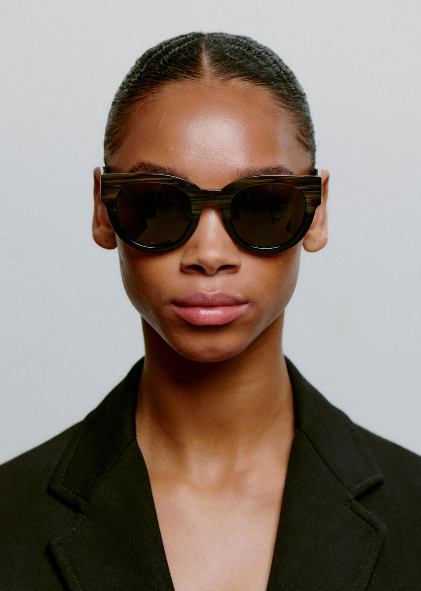 A. Kjaerbede Lilly Sunglasses - Striped Horn Black