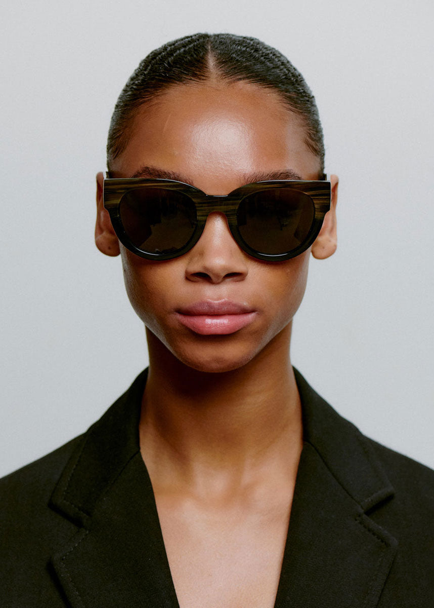 A. Kjaerbede Lilly Sunglasses - Striped Horn Black