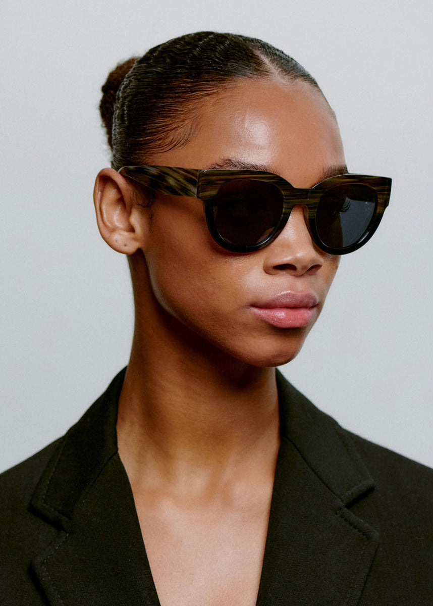 A. Kjaerbede Lilly Sunglasses - Striped Horn Black