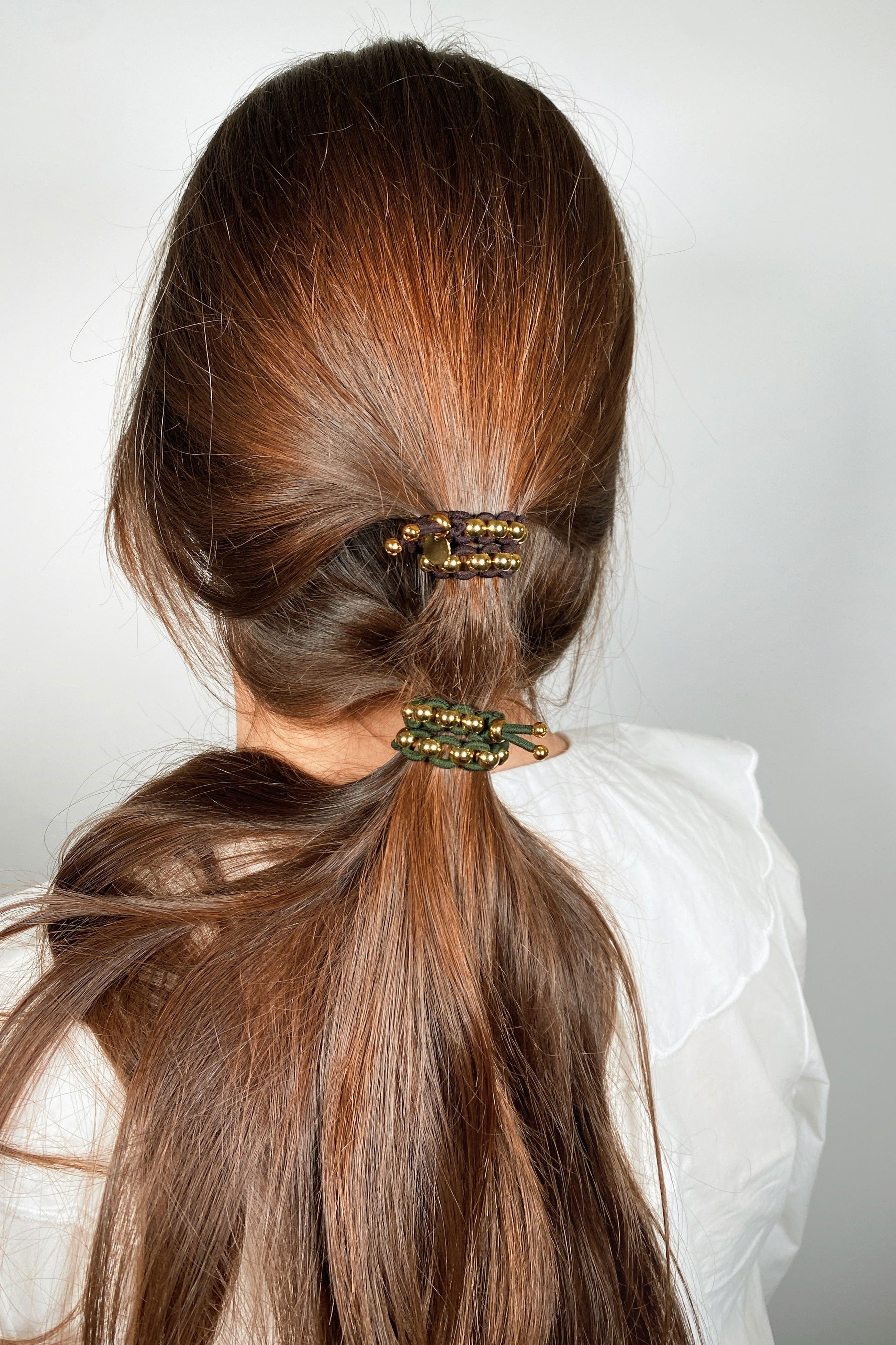 Scrunchie Is Back BICHOUS Golden Woven Hair Tie Bracelet - Brown