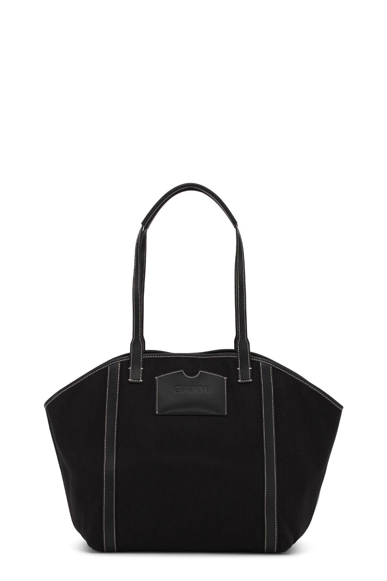 GANNI - Soft Banner Large Tote Canvas Bag - Black