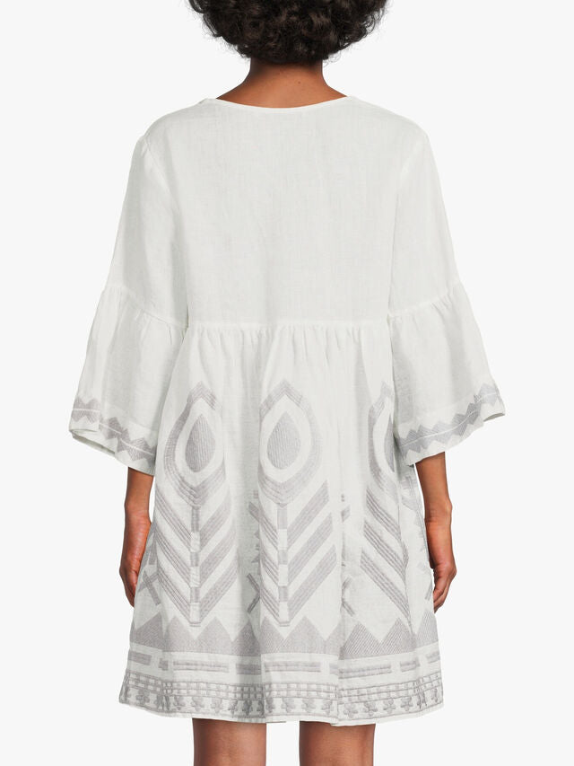 Kori - Short Feather Dress - White And Grey