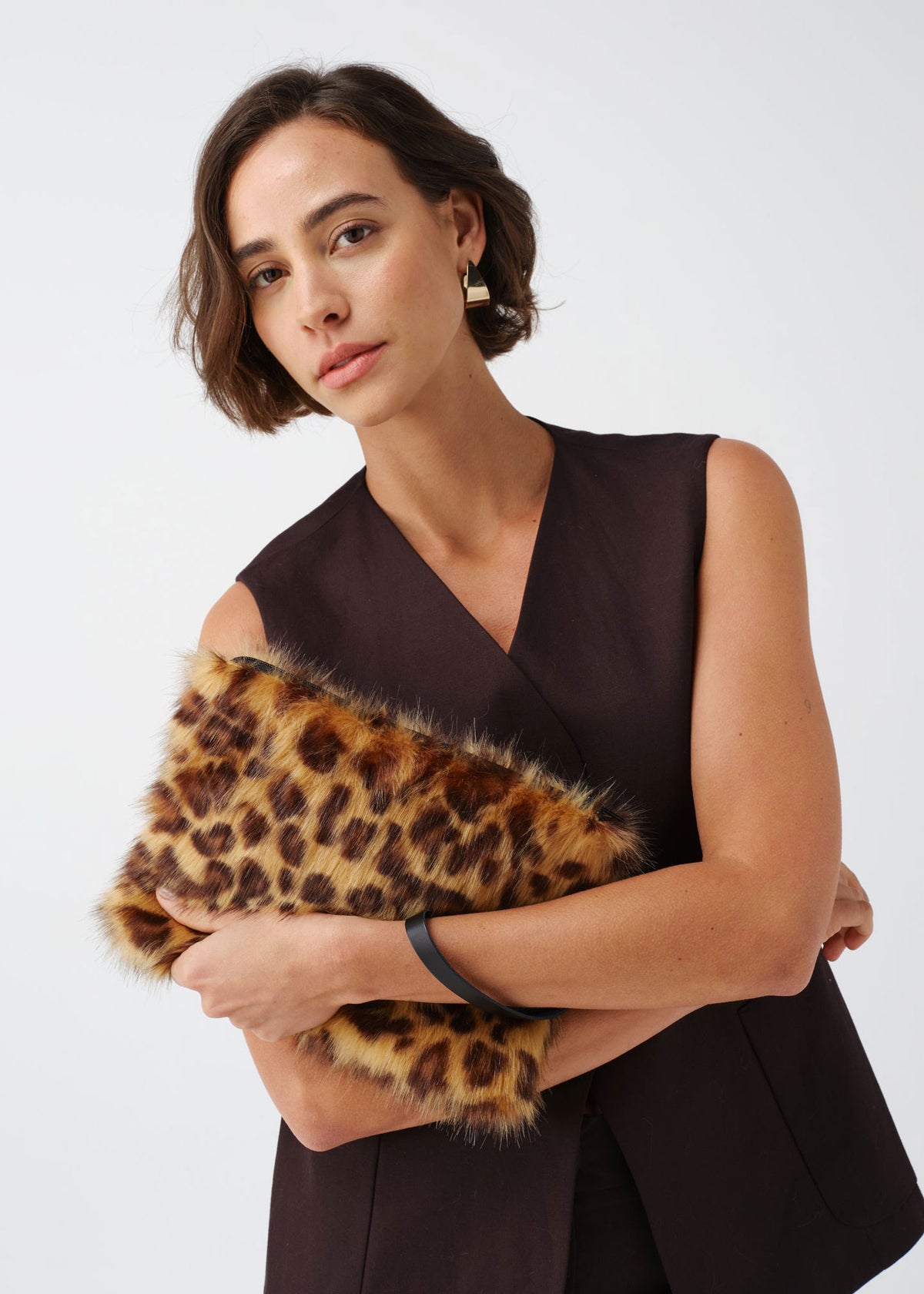 Helen Moore Clutch Bag with Wrist Strap - Leopard